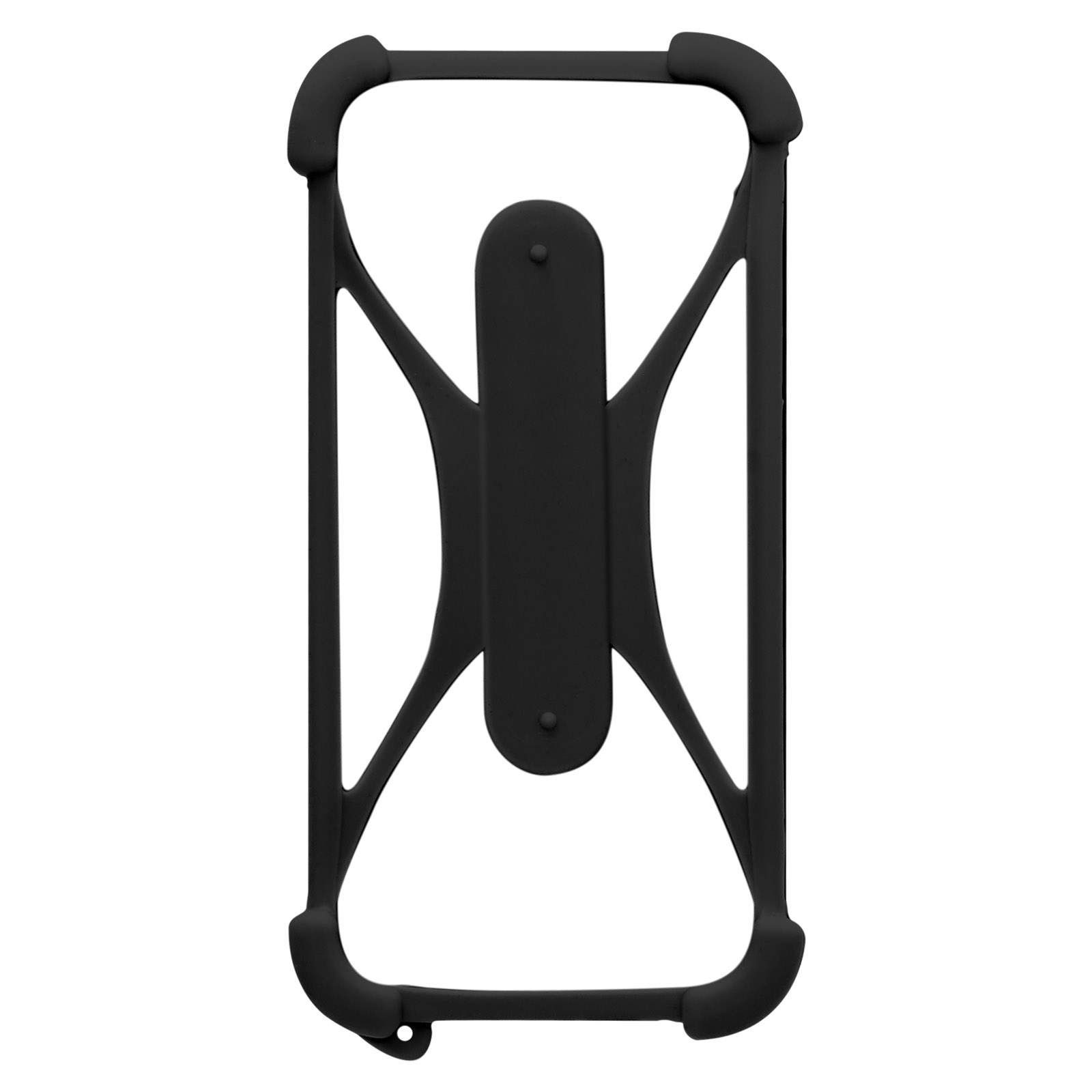 Coque de téléphone noire. L'étui a un design en grille avec une zone centrale surélevée.