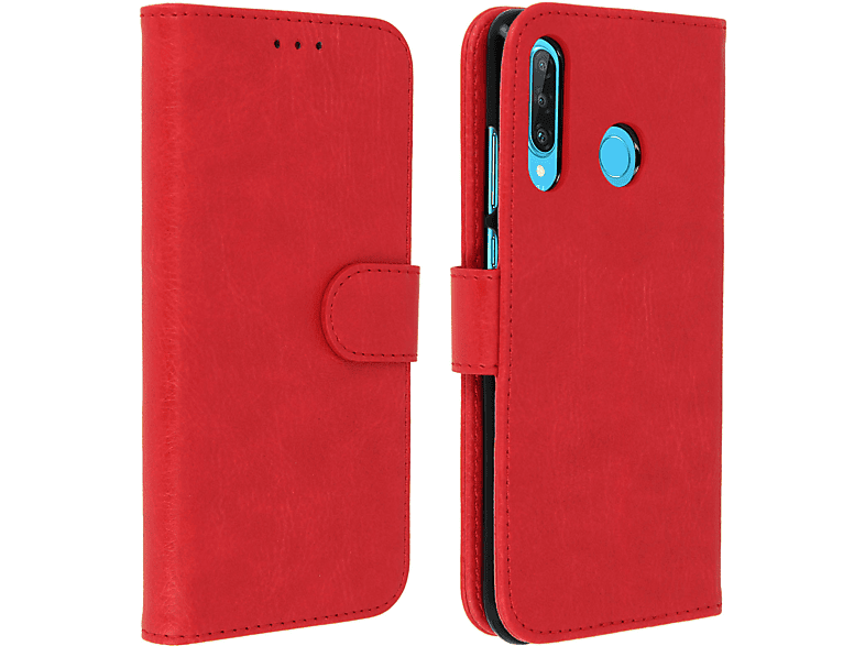 Funda Para Huawei P30 Lite - Combinación Silicona TPU Y Cristal Templado, Diseño Bicolor Púrpura-rojo, Protección 360°