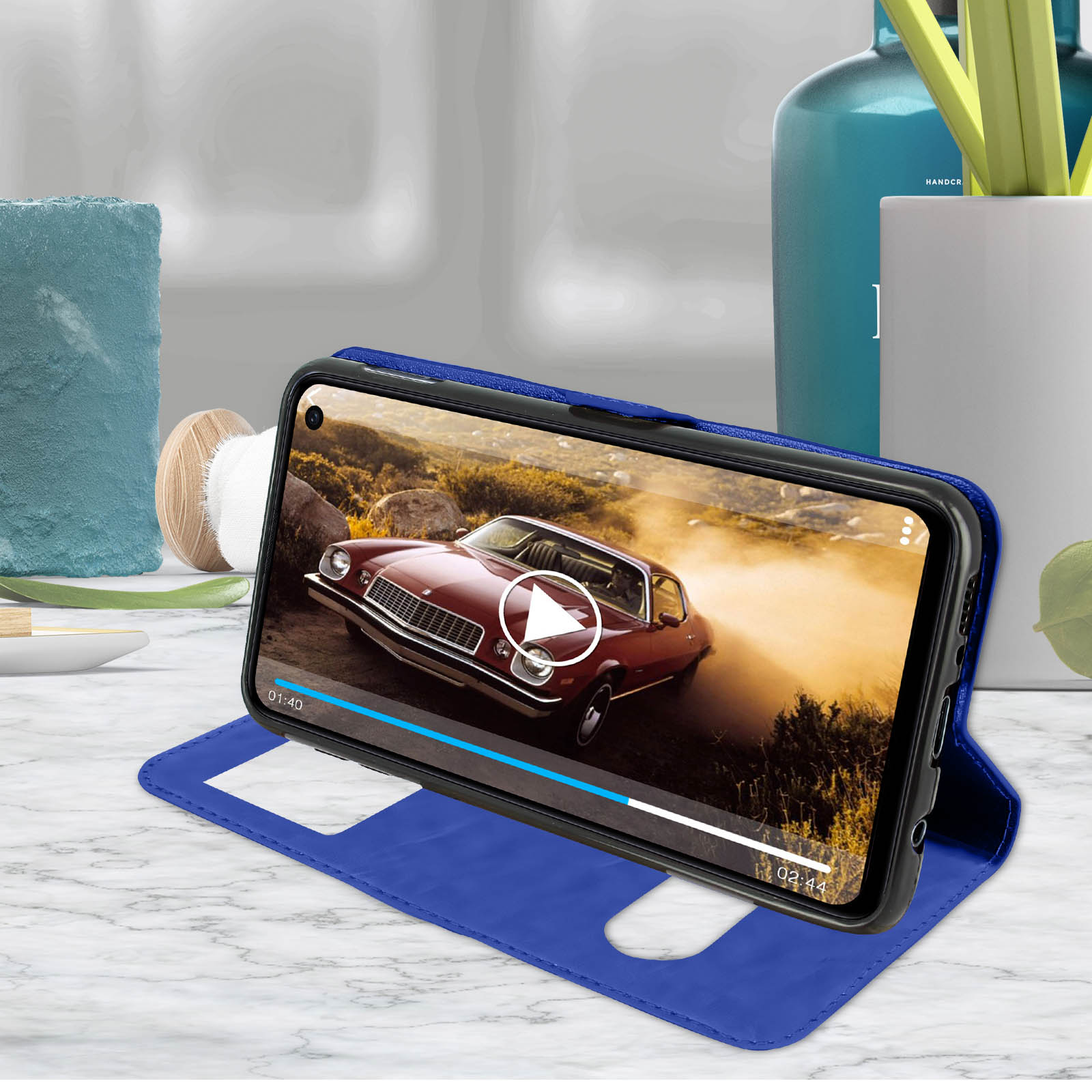 Galaxy Bookcover, Series, S10, Towind Samsung, Blau AVIZAR