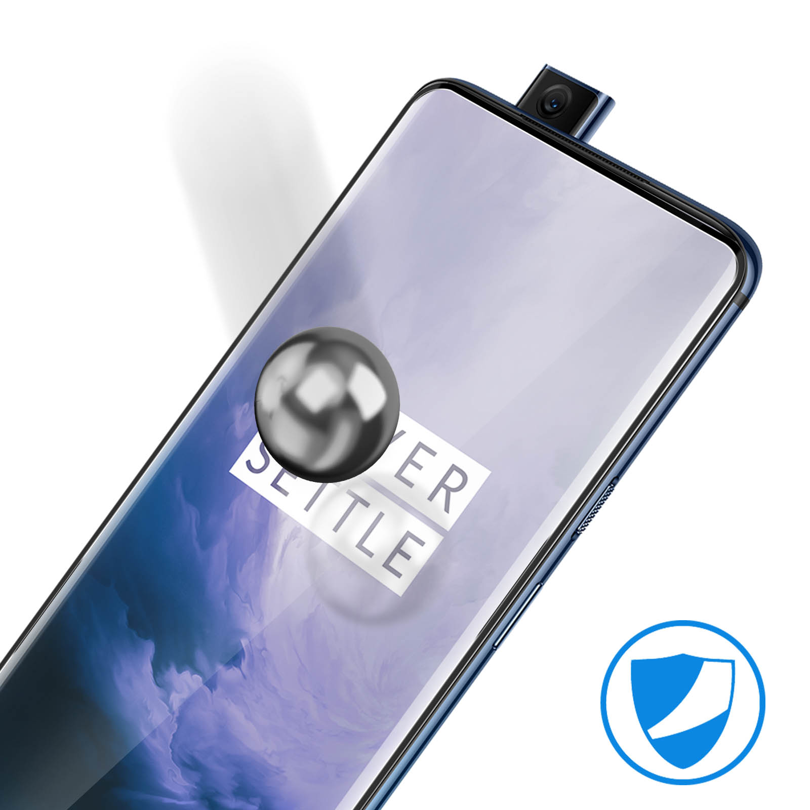 AVIZAR Gehärtetes Glas Schutzfolie mit OnePlus 7T Härtegrad, Glas-Folien(für Schwarz Pro) 9H Rand
