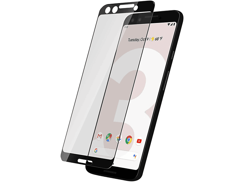 AVIZAR Gehärtetes Google Glas 3) Schutzfolie Härtegrad, mit Schwarz Glas-Folien(für Rand 9H Pixel