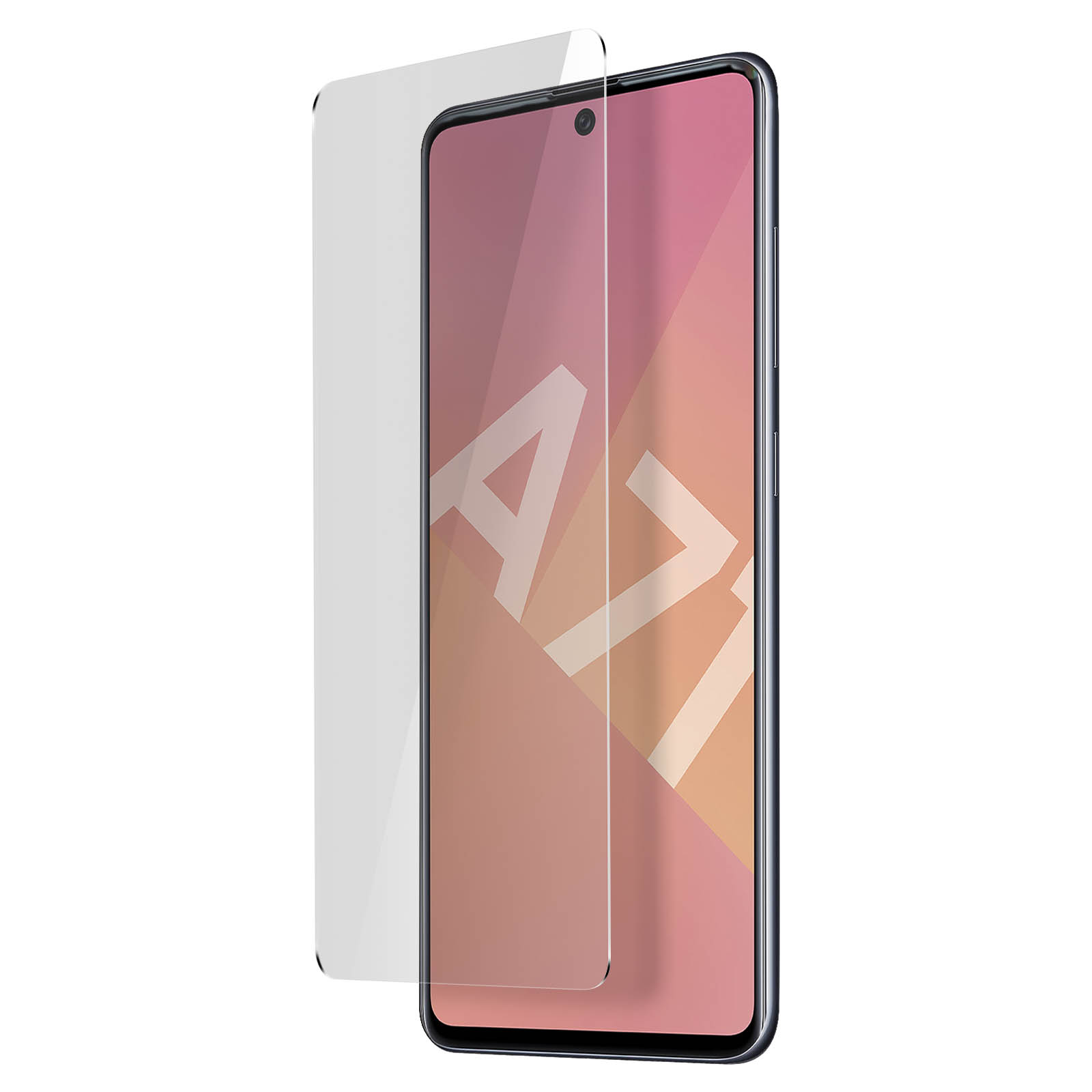Telefono con protezione schermo applicata, con logo A71.
