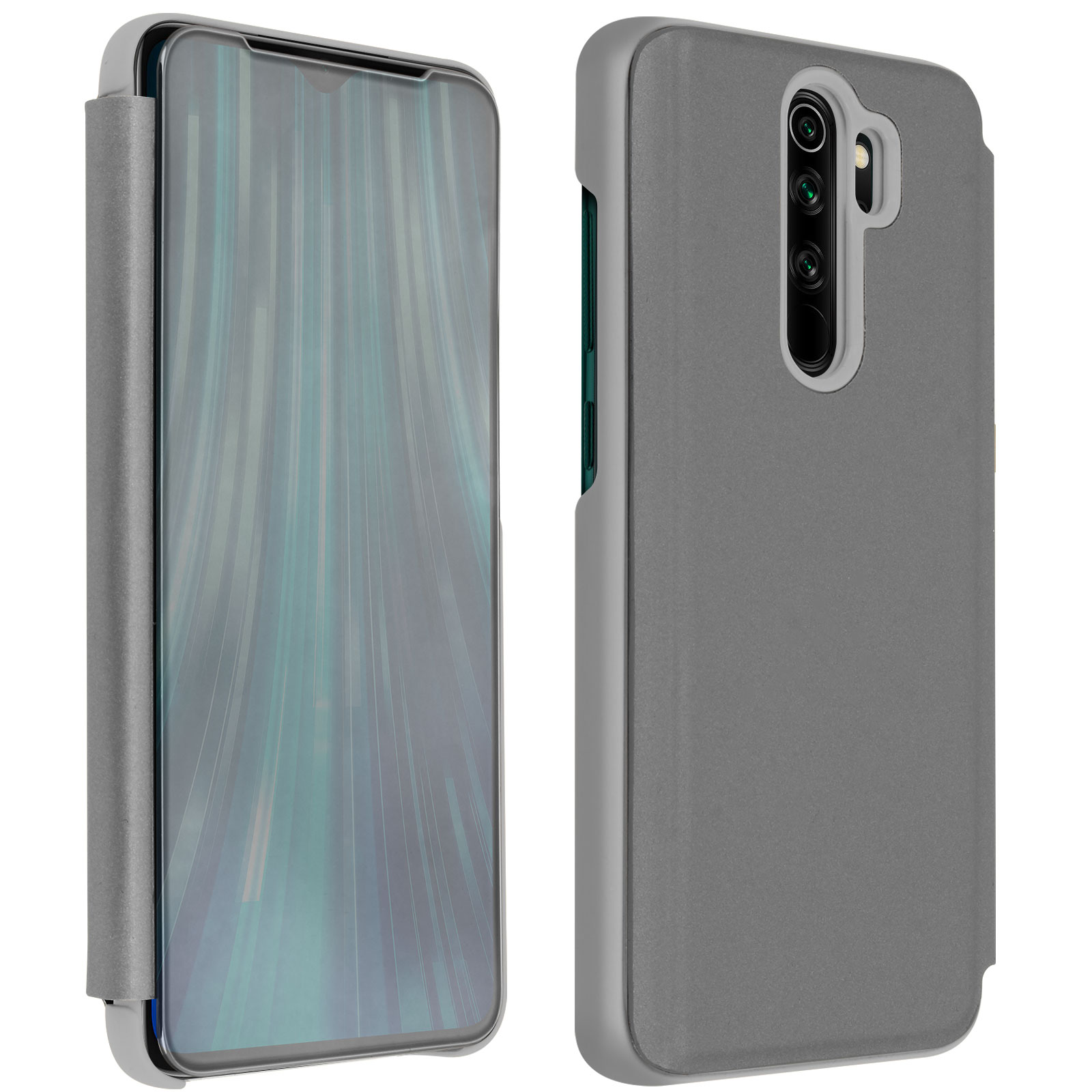 AVIZAR Spiegeleffekt Series, Bookcover, Redmi 8 Pro, Silber Note Xiaomi