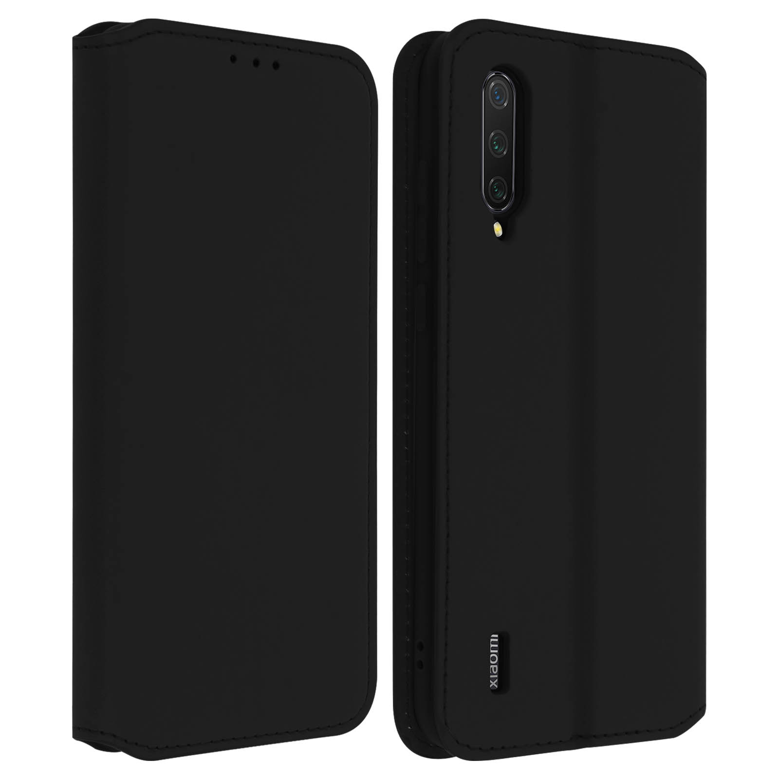 Un étui de téléphone noir avec une couverture noire.