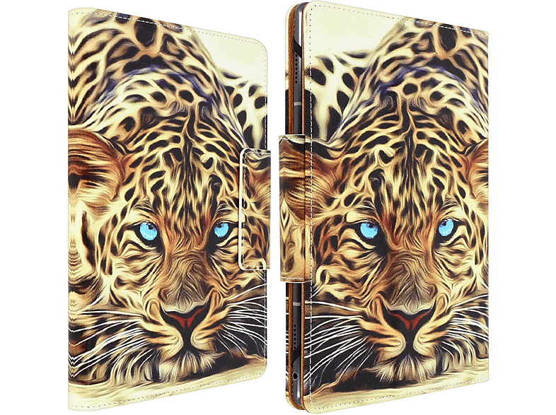 AVIZAR für Gelb Kunstleder, Etui Leopard Universal Bookcover Series
