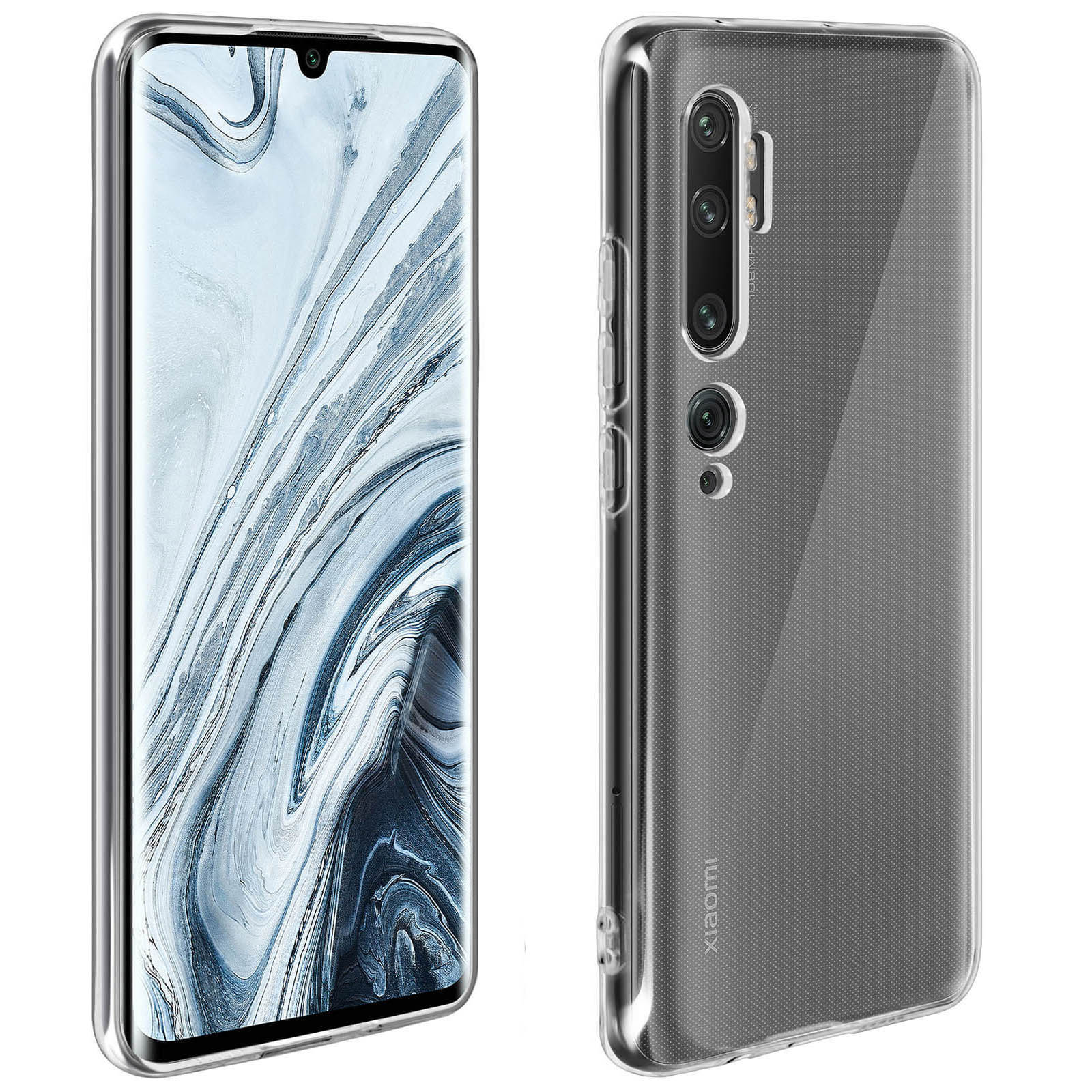 Custodia trasparente. Il telefono ha un design ondulato sullo schermo.