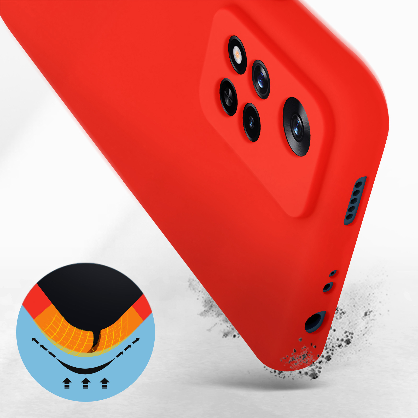 AVIZAR Soft Touch Handyhülle Series, Pro Plus, 11 Rot Redmi Note Backcover, Xiaomi