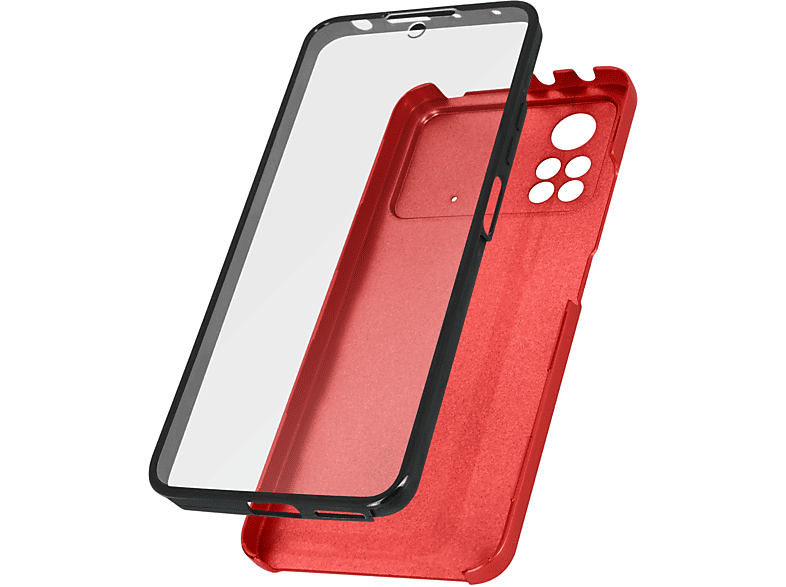 AVIZAR Vorder- Rückseite Schutzhülle, Full Cover Series, Full Cover, Xiaomi, Poco X4 Pro 5G, Rot