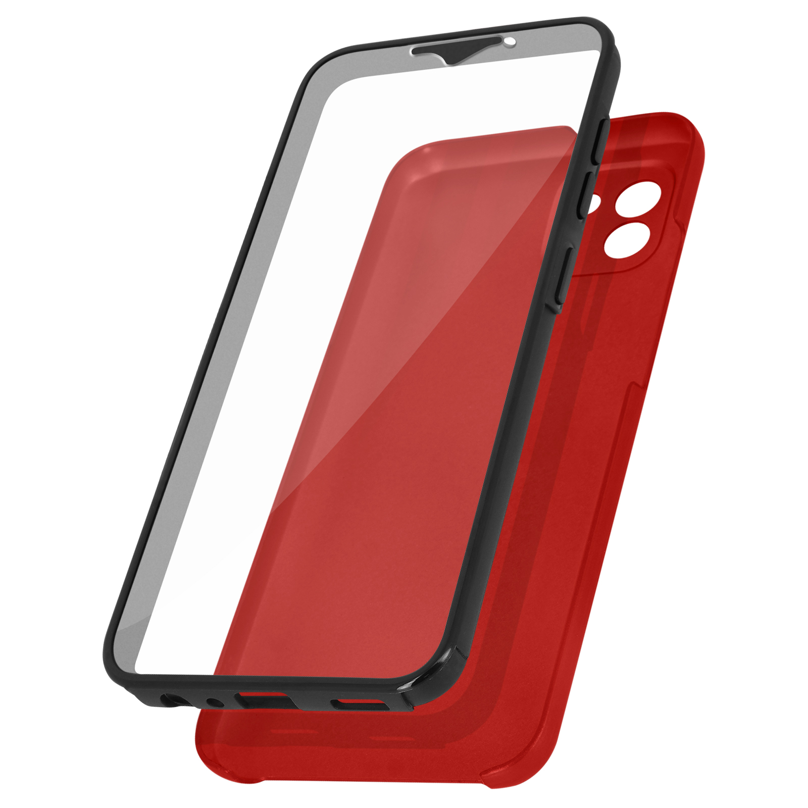 AVIZAR Vorder- Rückseite Schutzhülle, Series, Rot Cover A03, Galaxy Samsung, Full Cover, Full