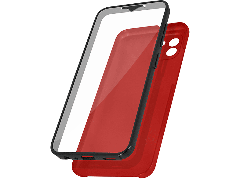 AVIZAR Vorder- Rückseite Schutzhülle, Full Cover Series, Full Cover, Samsung, Galaxy A03, Rot