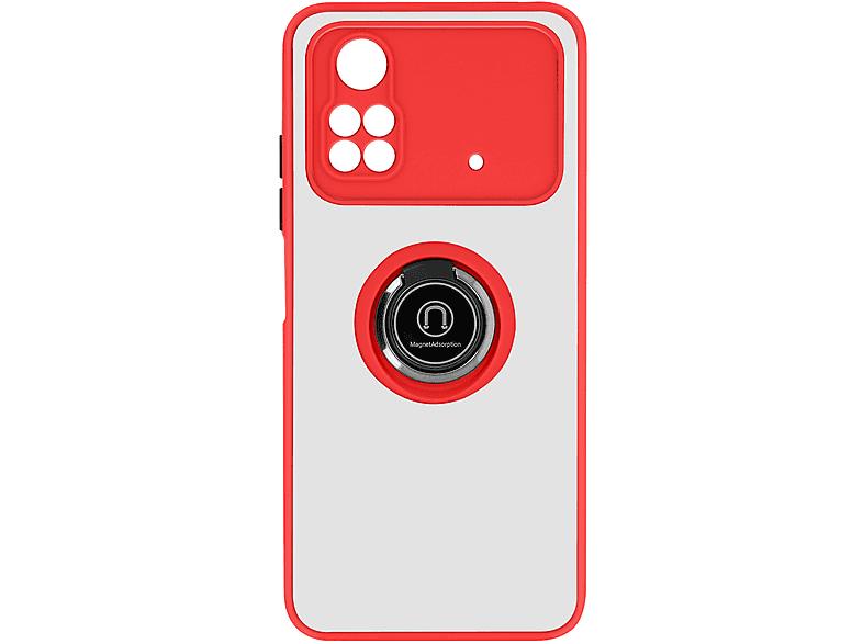 AVIZAR Handyhülle mit Ring-Halterung Series, Backcover, Xiaomi, Poco X4 Pro 5G, Rot