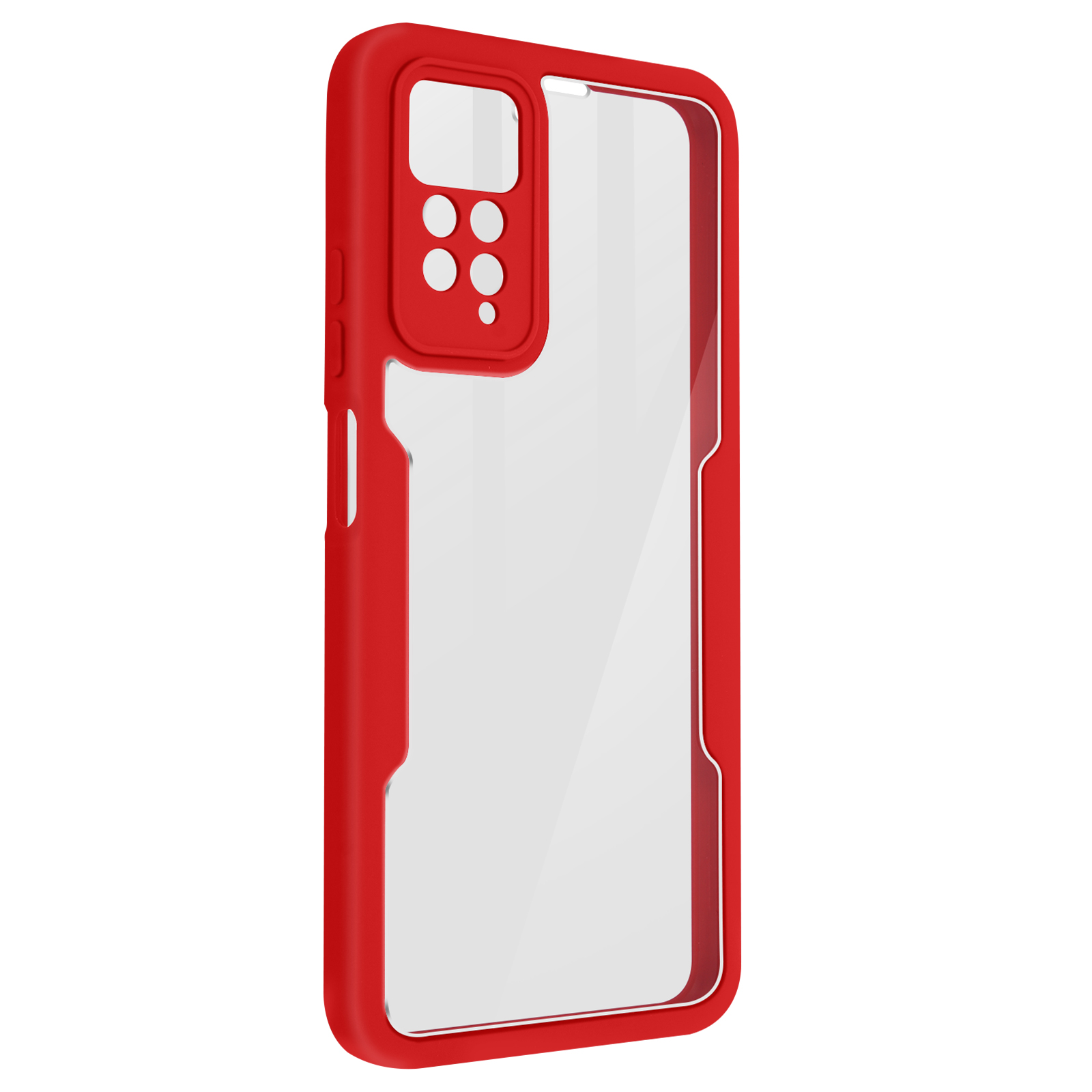 Custodia rossa. Protegge il telefono con retro trasparente.