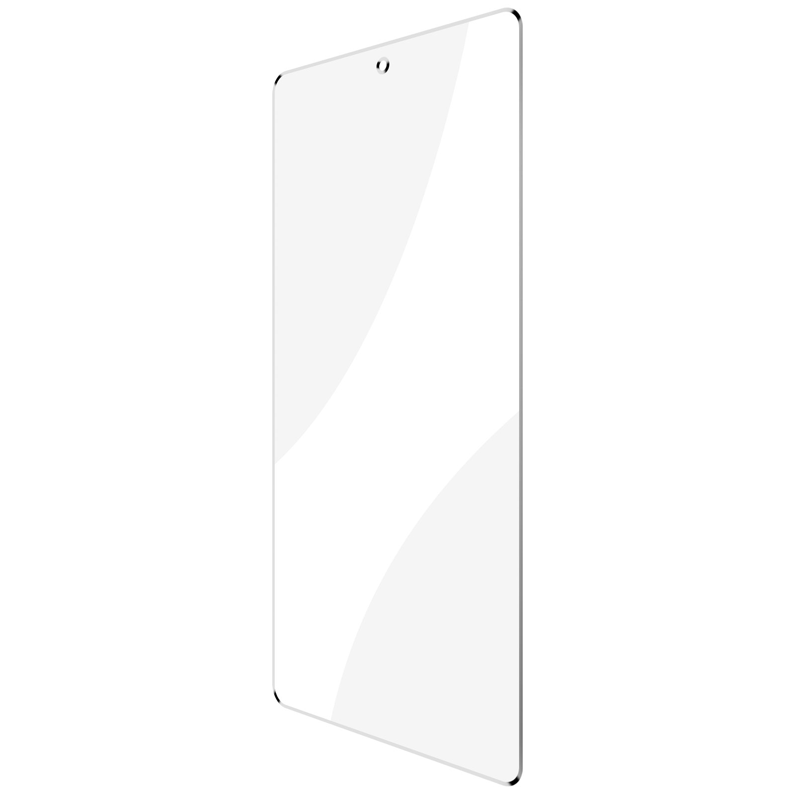 Transparante glazen schermbeschermer op witte achtergrond. Voor smartphone.