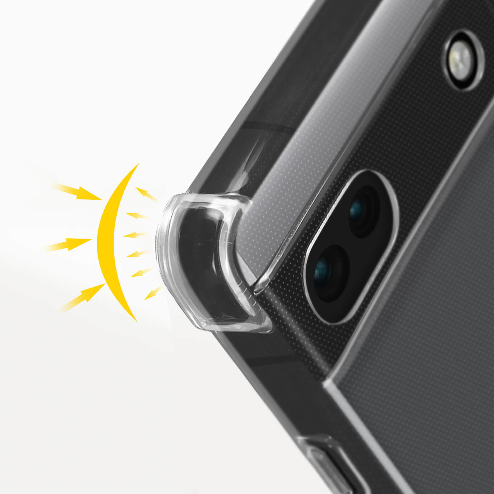 Una custodia per telefono con raggi di luce che ne escono.