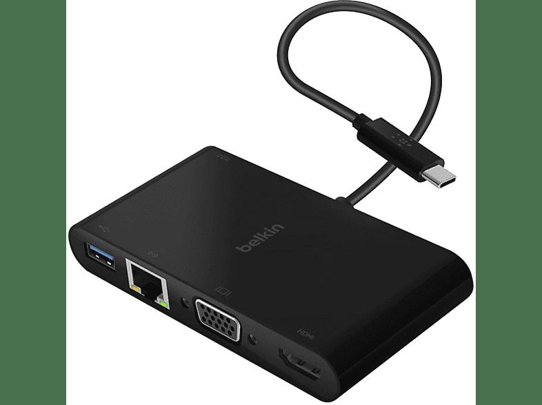 auf VGA BELKIN Ethernet USB/ / Hub HDMI Schwarz / USB-C Ladegerät Universal,