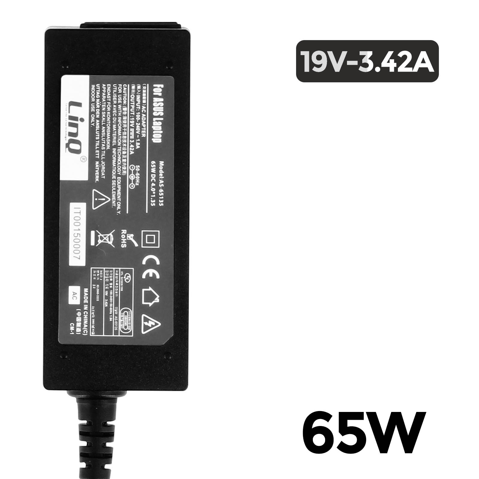 LINQ AS65135 Universal, Schwarz Wand-Ladegerät Netzteil, PC-Ladegerät 3.42A