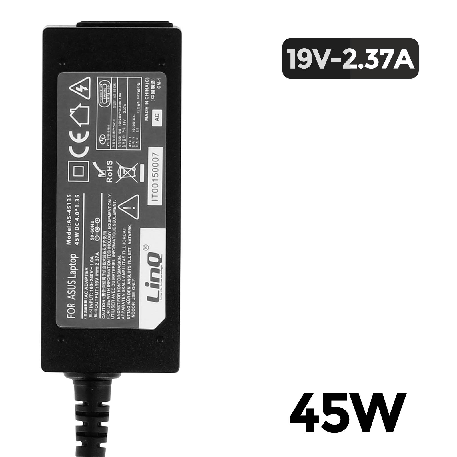 2.37A AS45135 Schwarz PC-Ladegerät Wand-Ladegerät LINQ Netzteil, Universal,