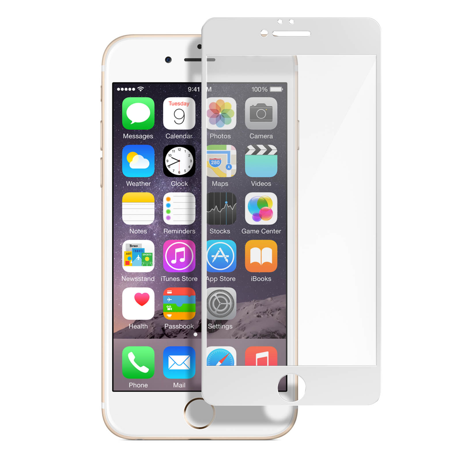 AVIZAR Gehärtetes Glas Schutzfolie iPhone 9H Glas-Folien(für mit Rand Plus) Weiß Apple Härtegrad, 6S