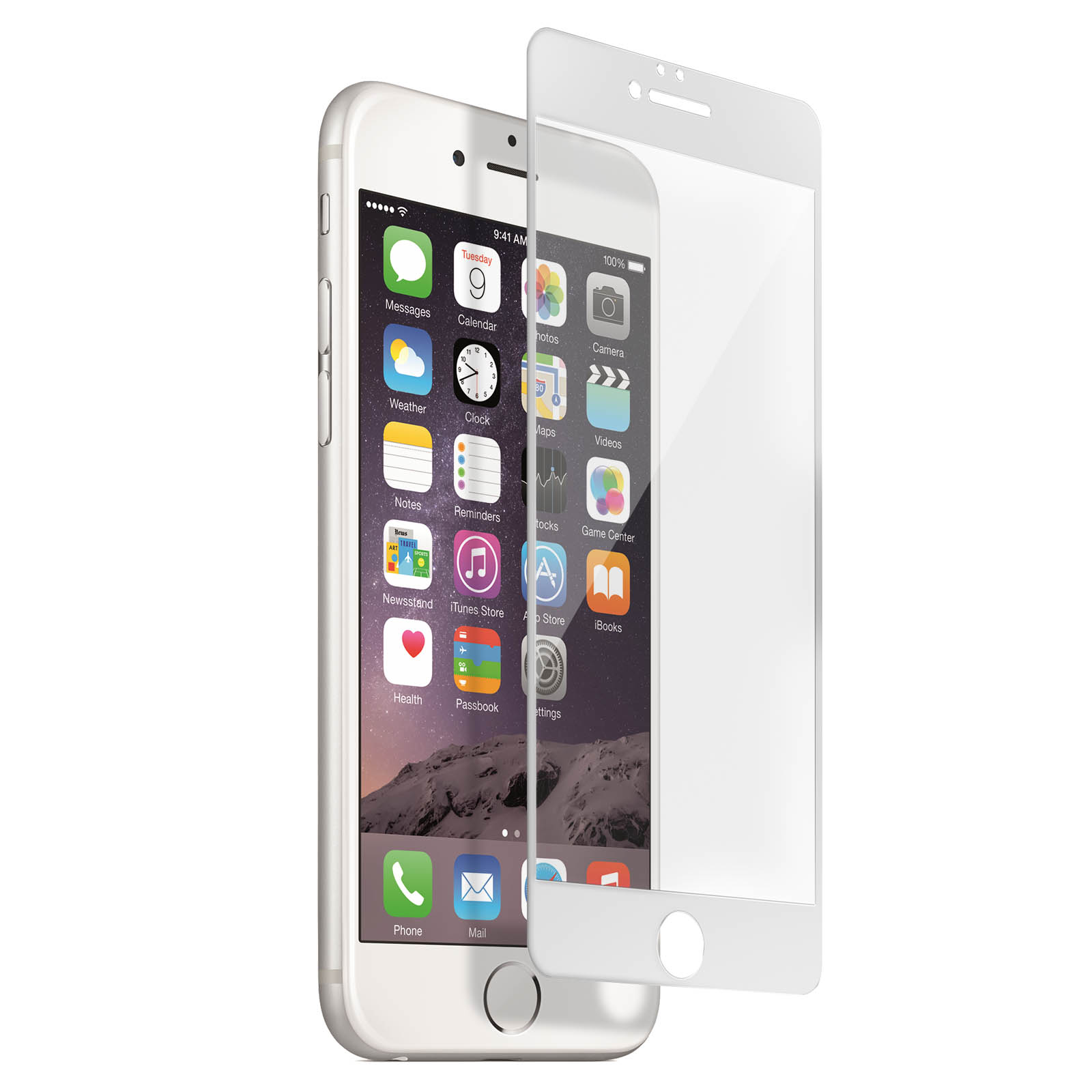 AVIZAR Gehärtetes Glas Schutzfolie Plus) 9H iPhone Weiß Härtegrad, 6S Apple Rand Glas-Folien(für mit