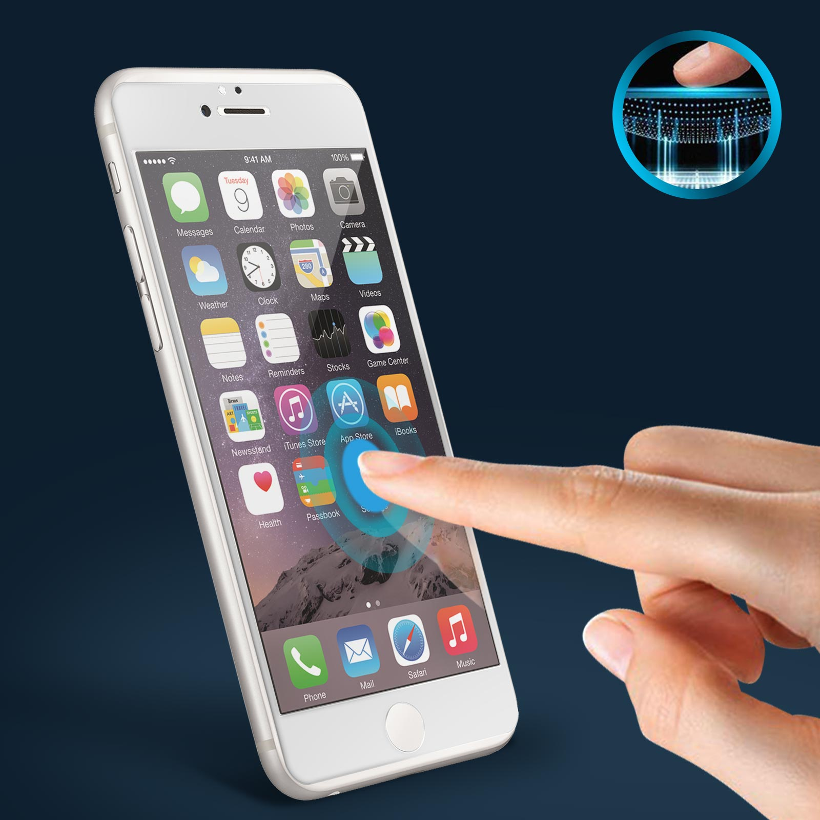 AVIZAR Glas-Folien(für Härtegrad, Weiß Plus) iPhone Glas 9H Gehärtetes Rand 6S Apple mit Schutzfolie