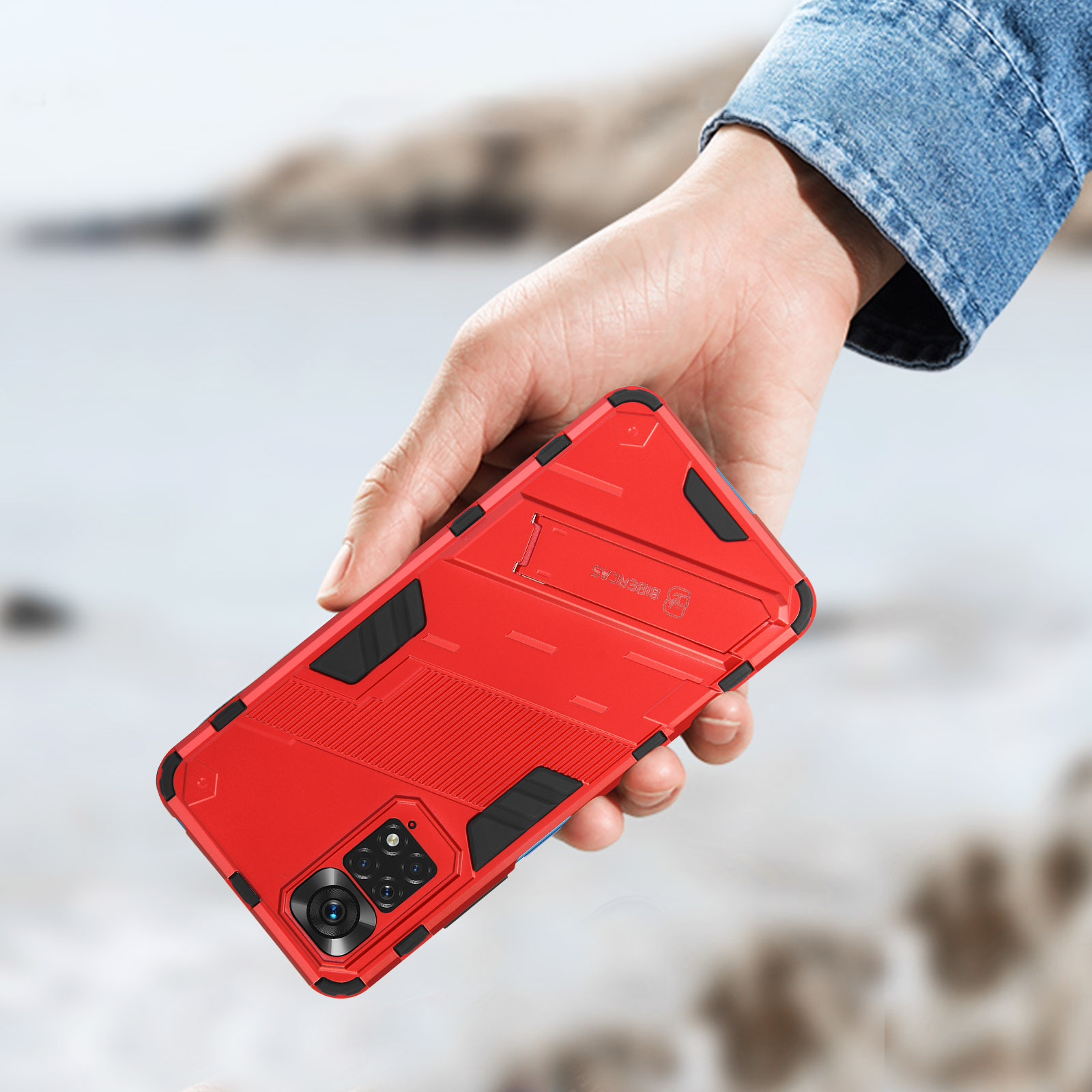 AVIZAR Hybrid Handyhülle mit Backcover, Note Xiaomi, 11s, Ständer Redmi Series, Rot