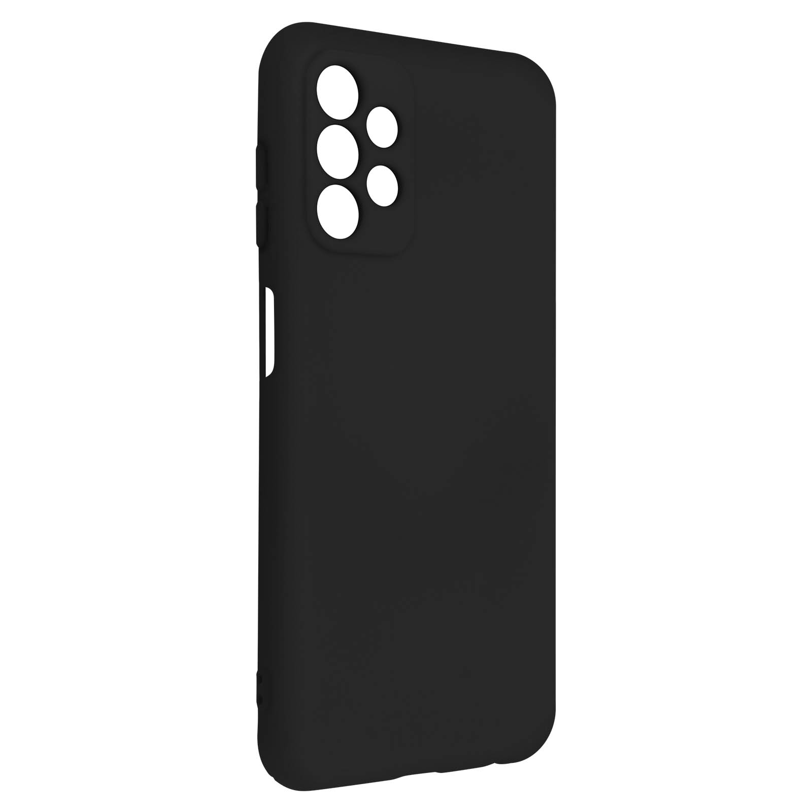 Zwarte telefoonhoes met uitsparingen voor camera's.