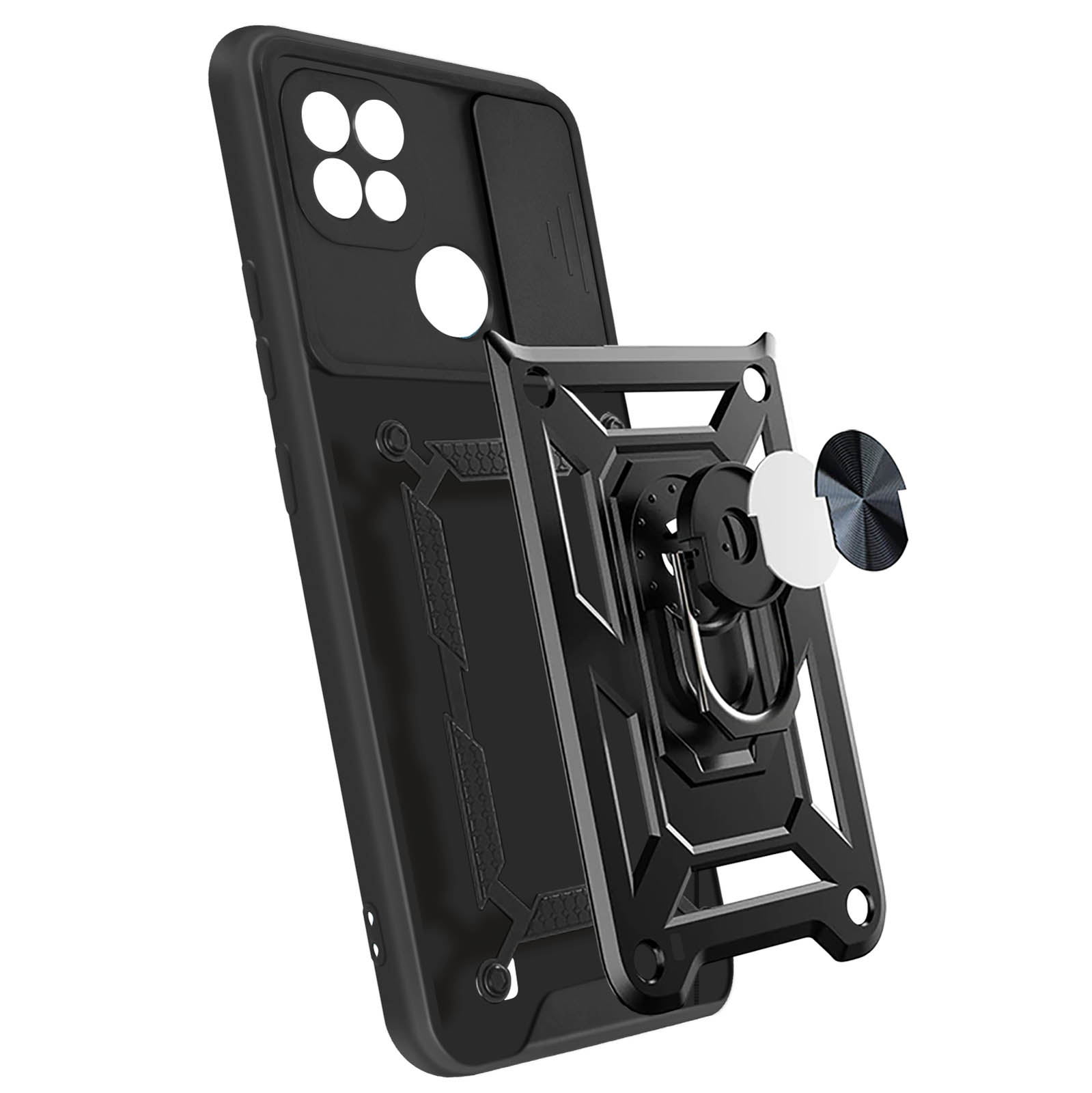 Kameraschutz mit Handyhülle 2021, Realme, Schwarz Series, AVIZAR Backcover, C11