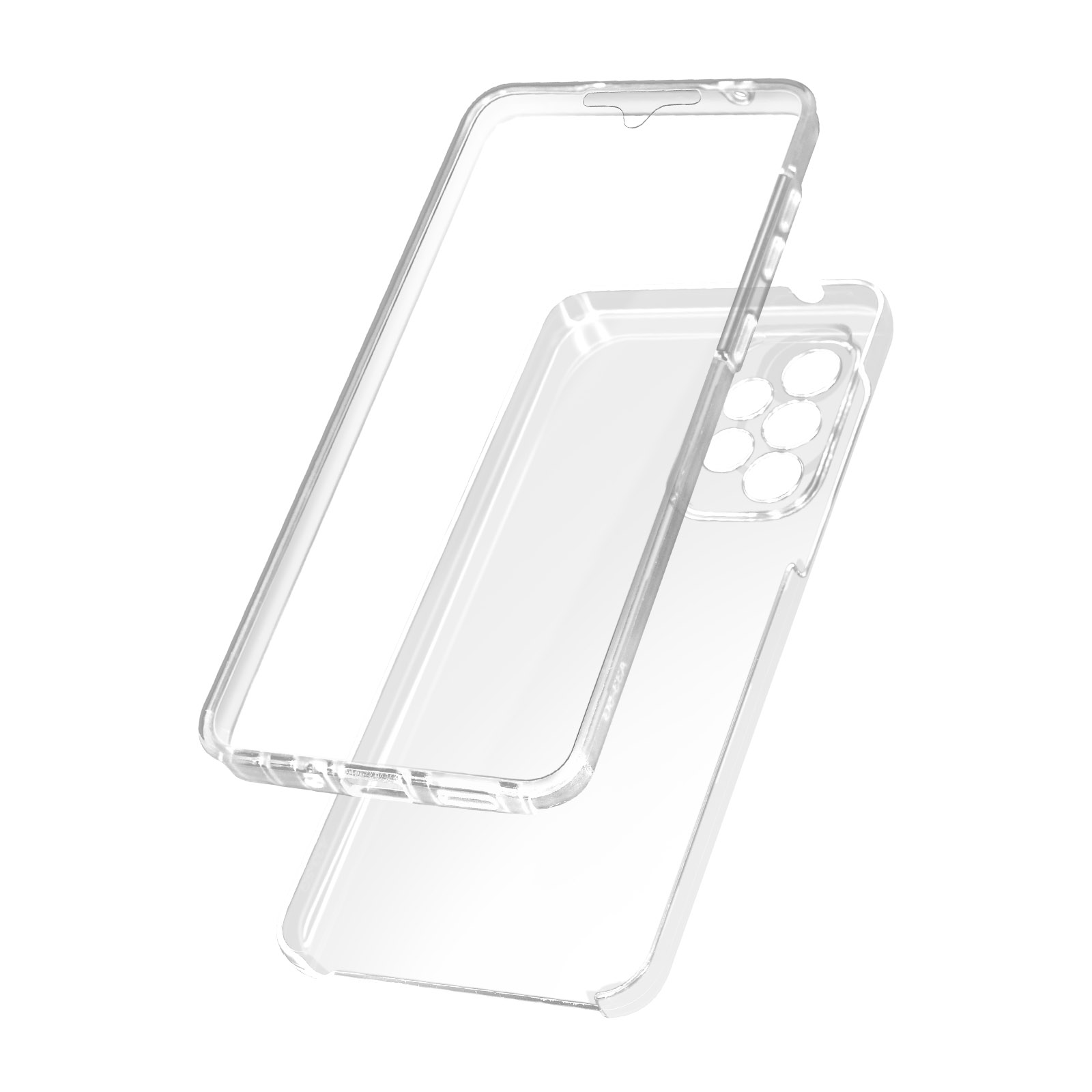 Coque transparente. L'arrière du téléphone est visible à l'intérieur.