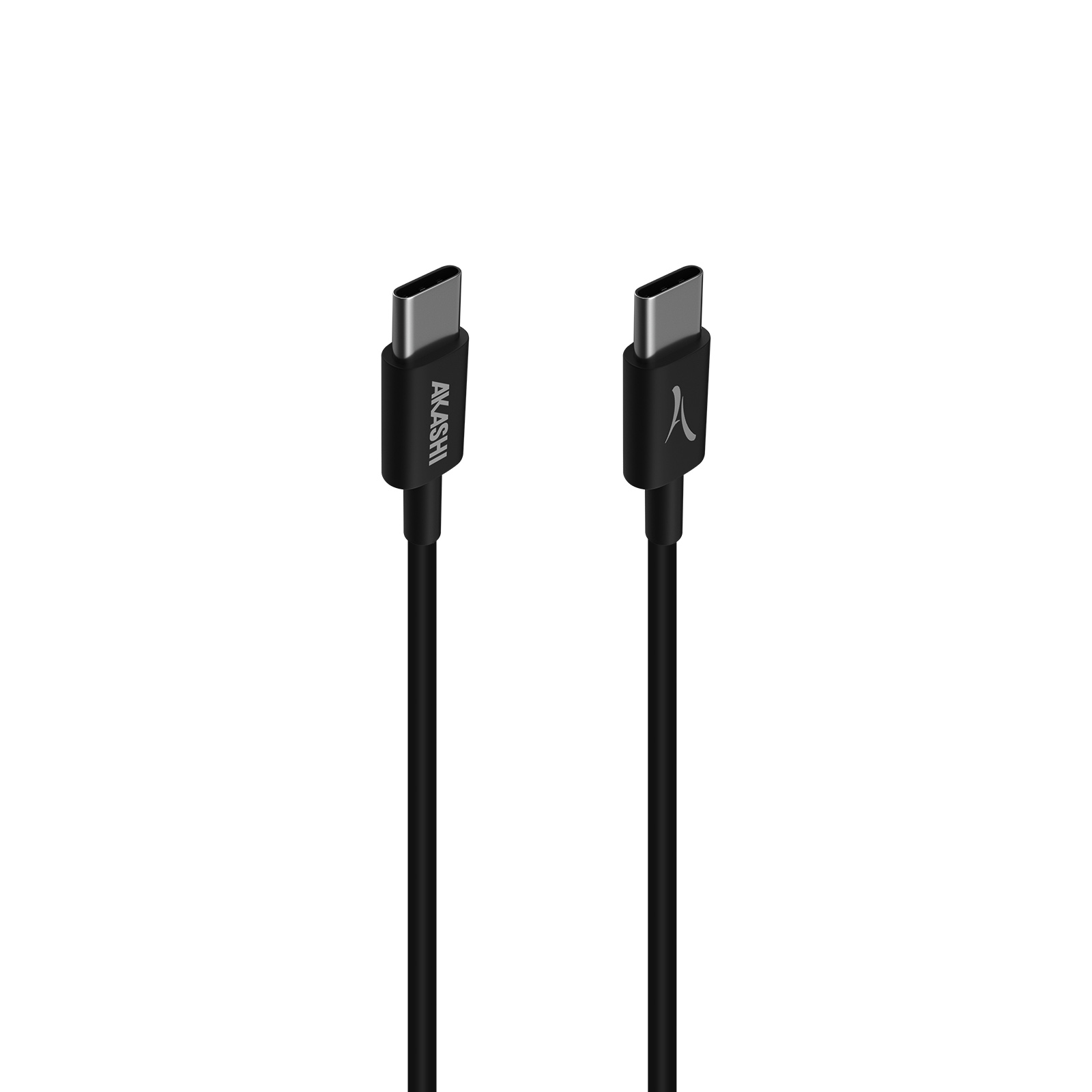 Due cavi USB-C, neri con connettori argentati. Il nome del marchio è stampato sui cavi.