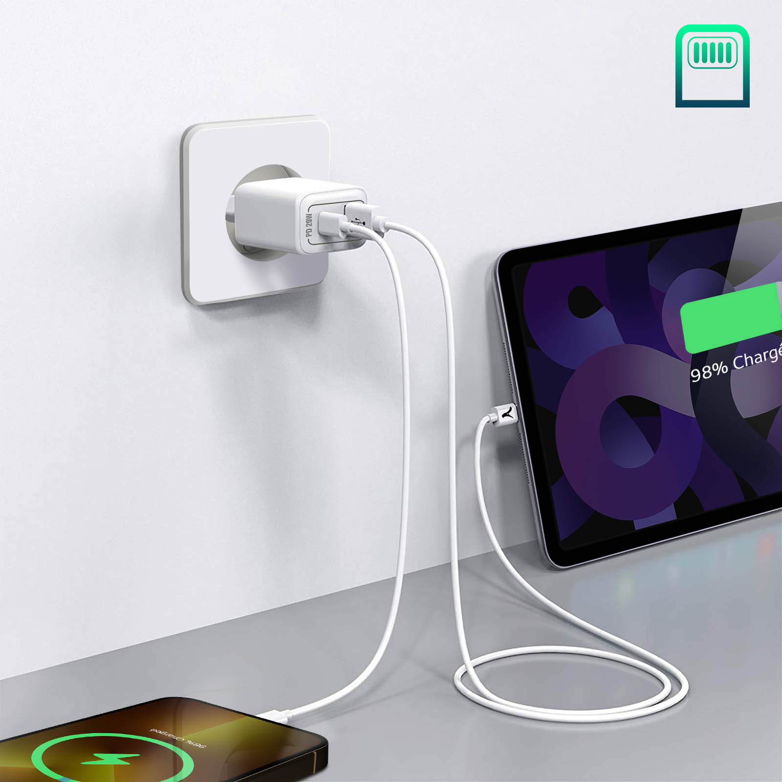 AKASHI 20W Weiß + Apple, Lightning-Kabel Netzteile Netzteil