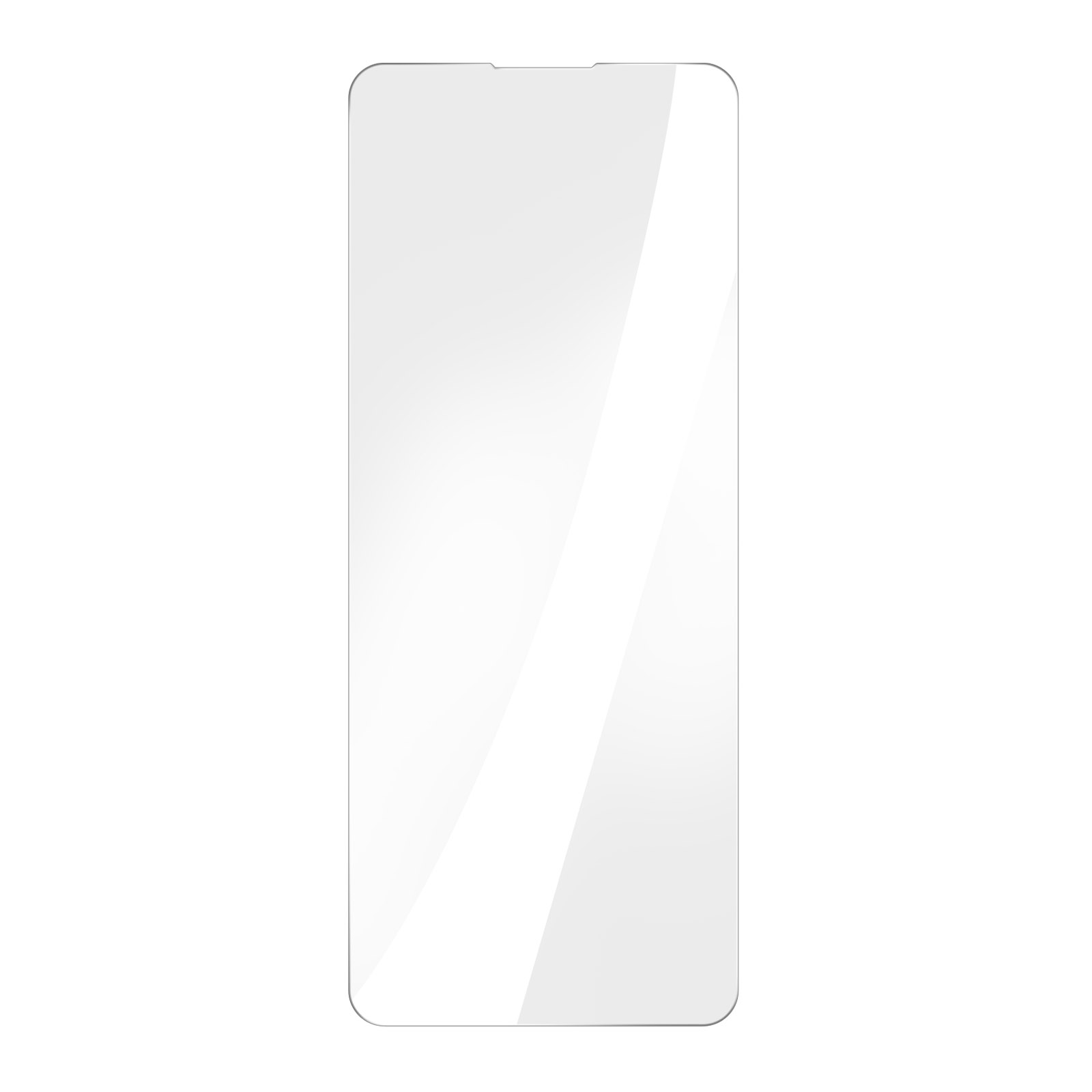 Rechthoekige heldere schermbeschermer voor een telefoon. Witte achtergrond.