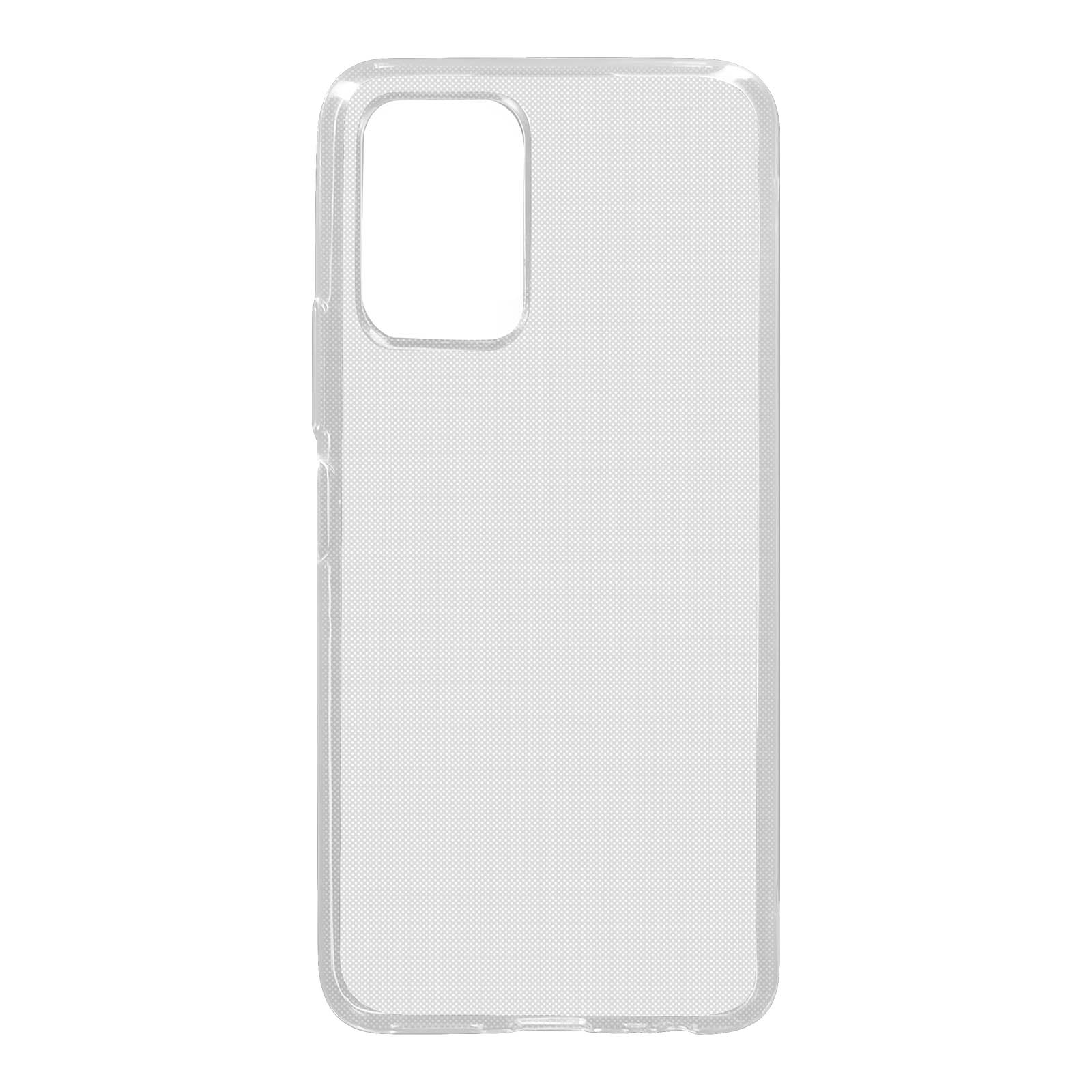 Custodia per telefono trasparente. Dotata di fori per fotocamera e pulsanti.