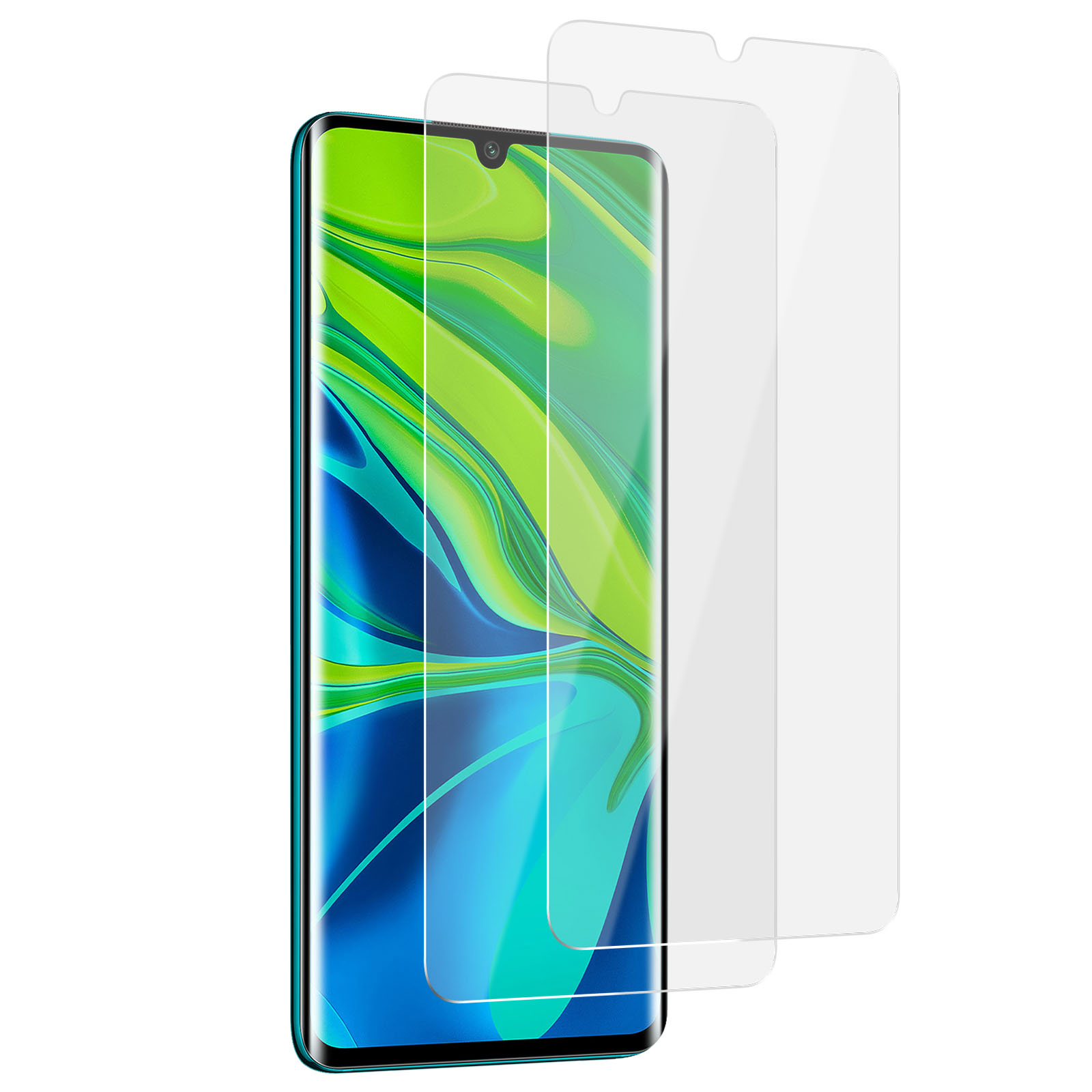 Telefono con protezione schermo. Due protezioni sono posizionate sul telefono.