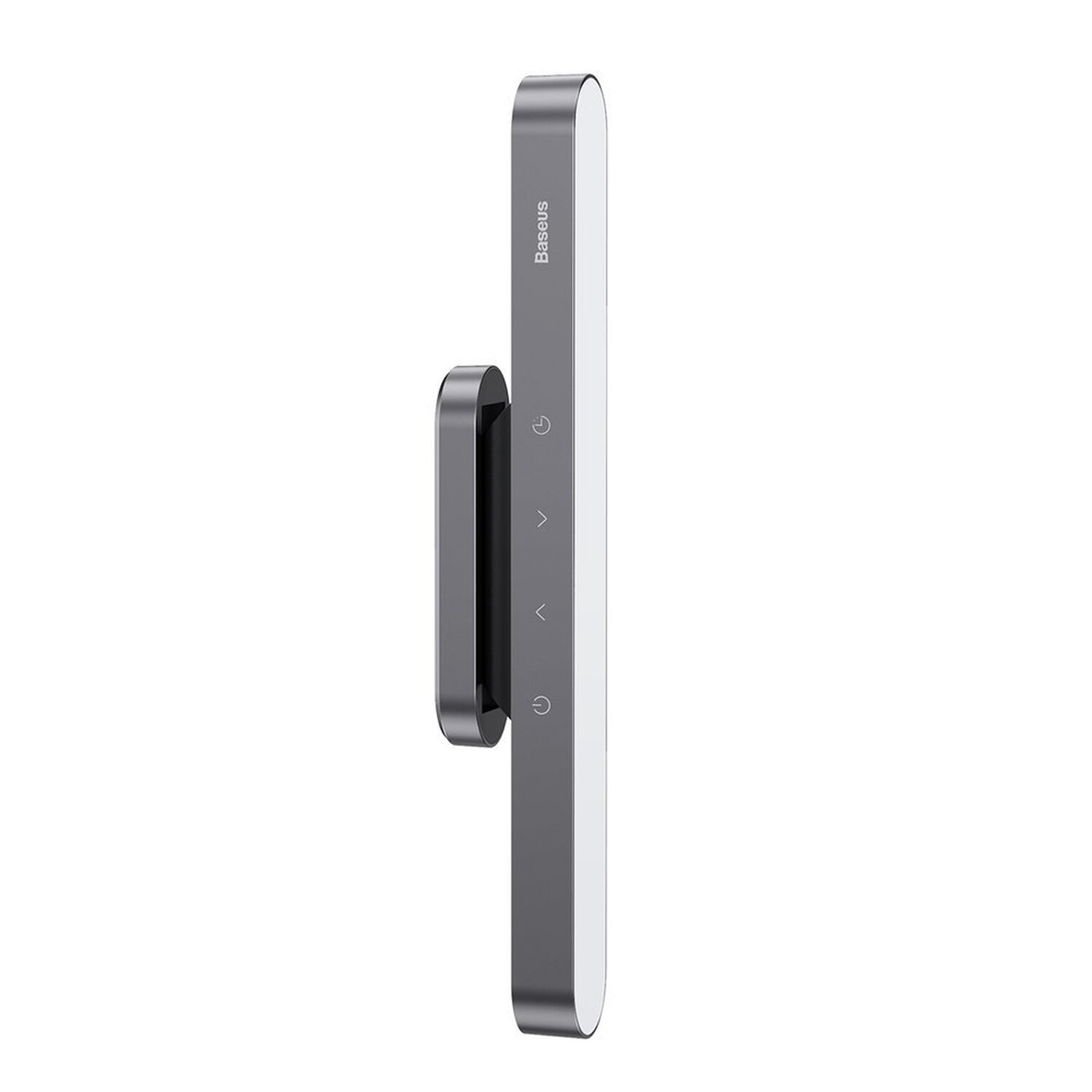 Grijze LED-lamp met Baseus-merk en bedieningsknoppen.