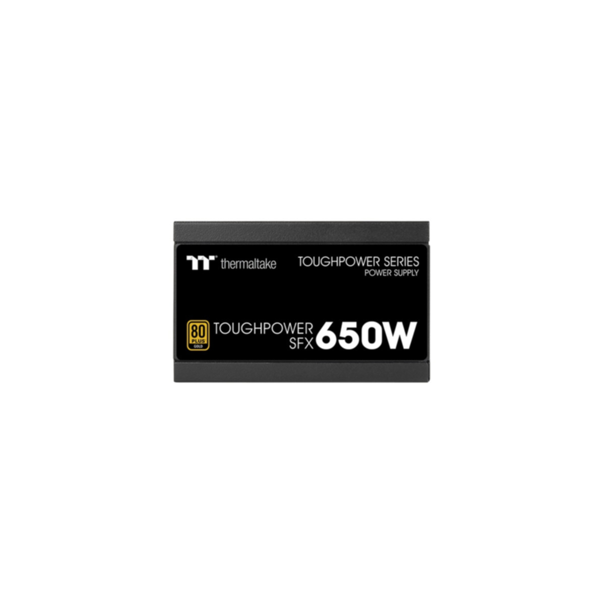 Una fuente de alimentación Thermaltake Toughpower SFX 650W negra con certificación Gold.