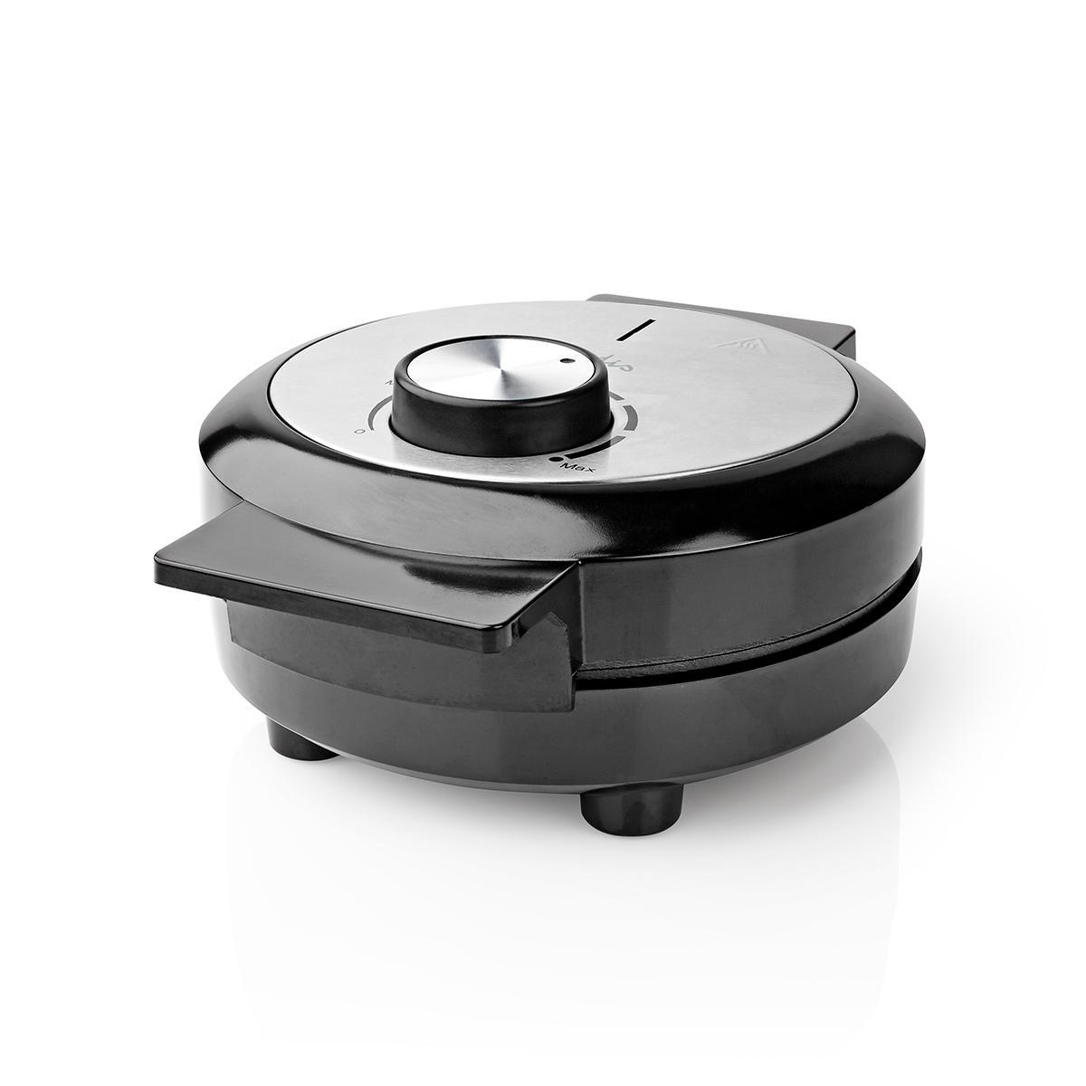 Waffle maker, vista laterale. Controlli e maniglia visibili.