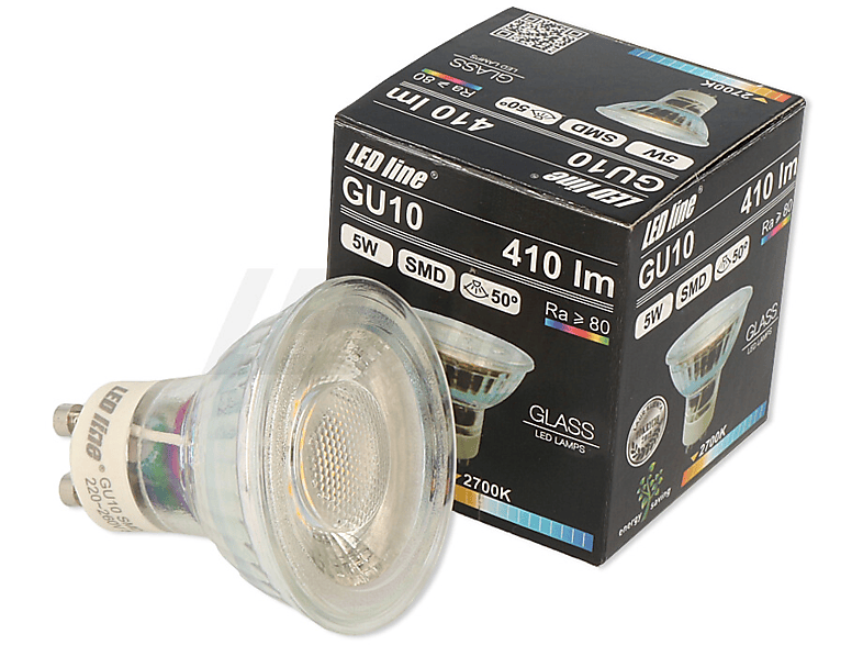 LED GU10 Leuchtmittel SMD 50° 410 3x LED 5W Lumen Warmweiß LINE