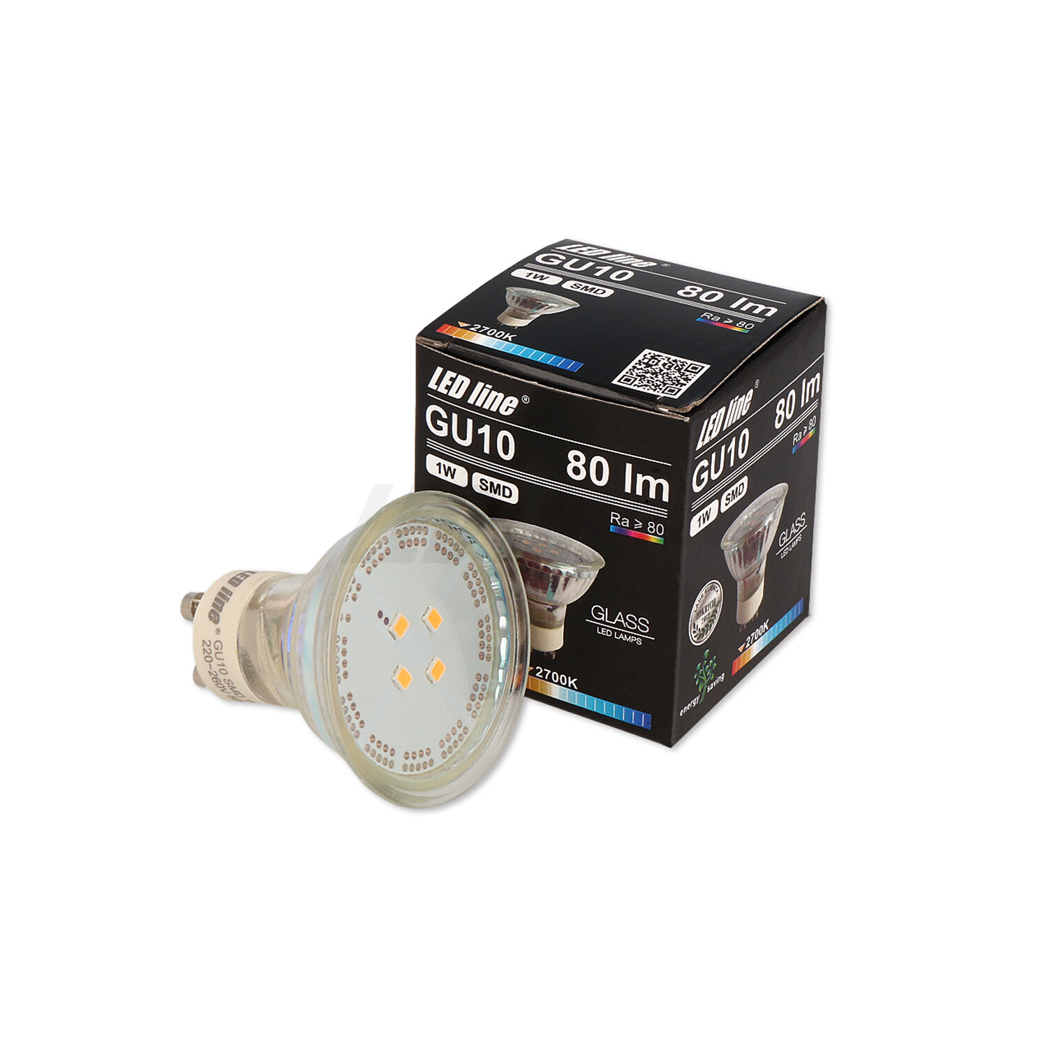 LED LINE 10x GU10 1W Leuchtmittel Lumen 80 120° Warmweiß SMD LED