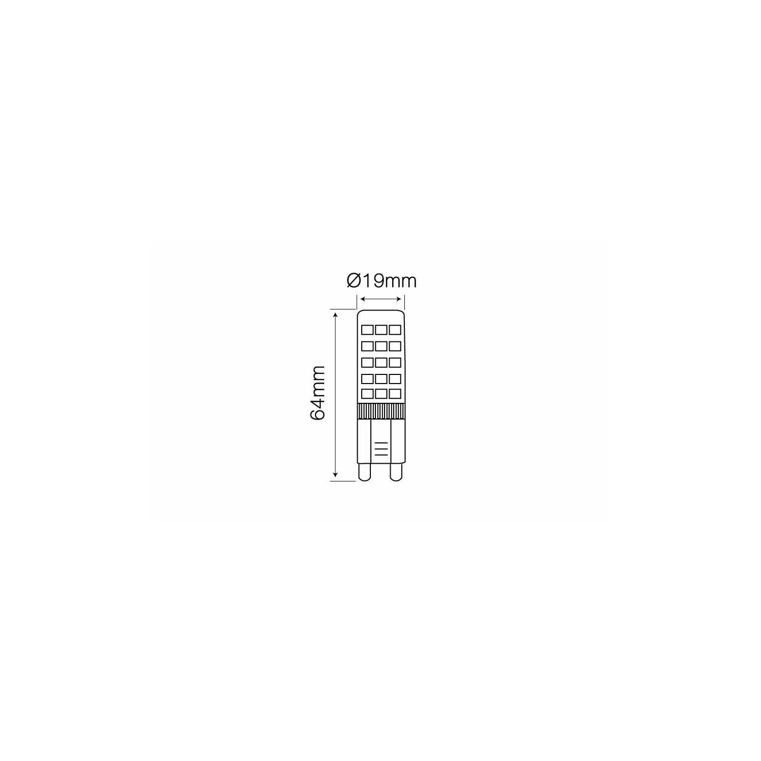 Technische Zeichnung einer Glühbirne. Es ist ein schematisches Diagramm in Schwarzweiß.