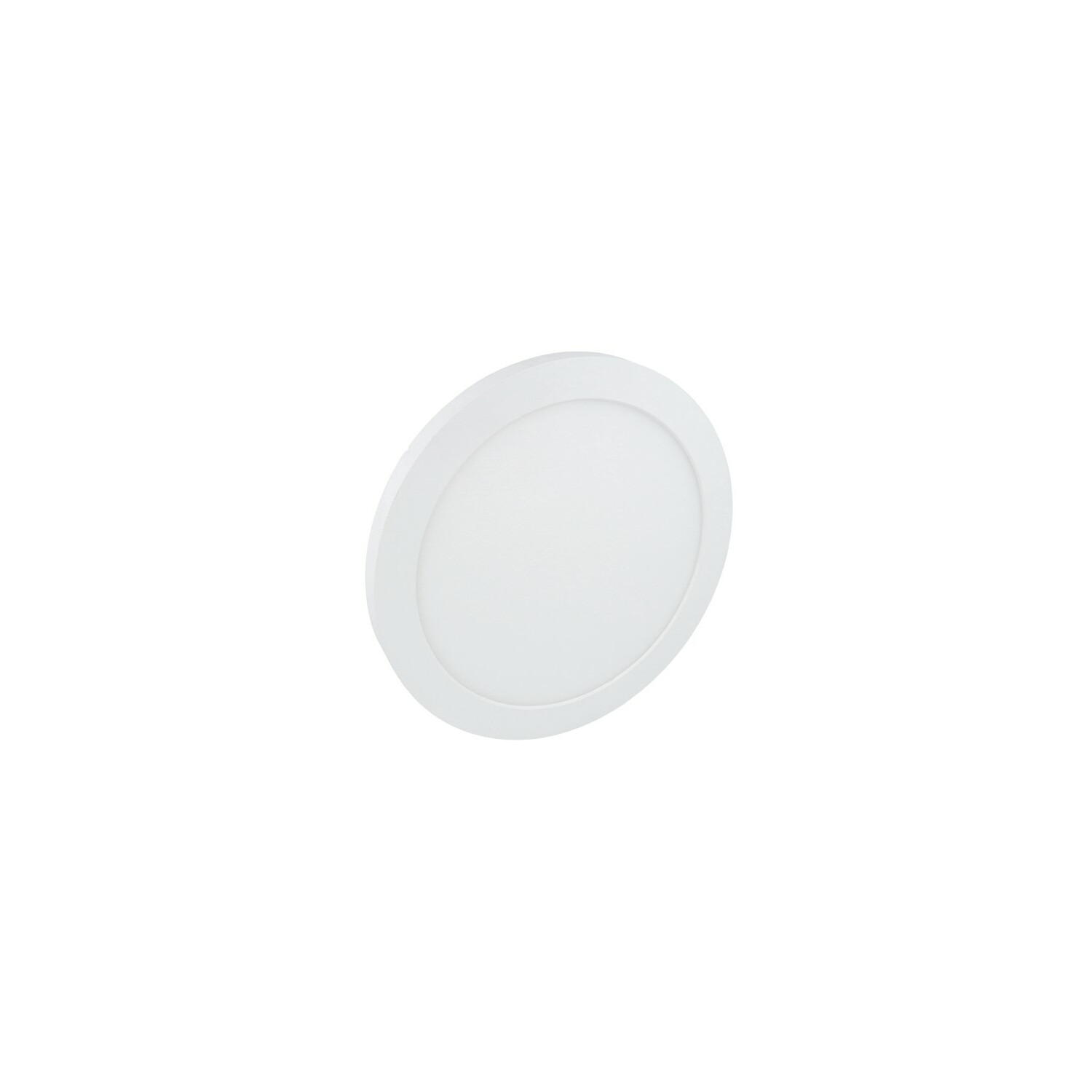 Weiße kreisförmige LED-Leuchte auf weißem Hintergrund. Schlichtes und modernes Design.