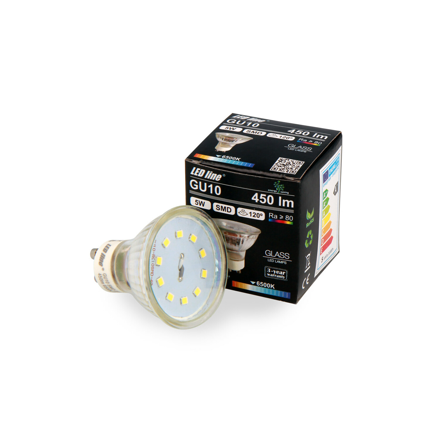 LED LINE 3x Lumen Leuchtmittel GU10 5W LED 450 Kaltweiß