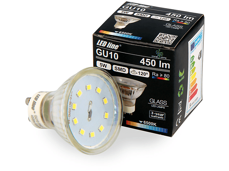 LED LINE 3x GU10 Kaltweiß Leuchtmittel 450 LED Lumen 5W