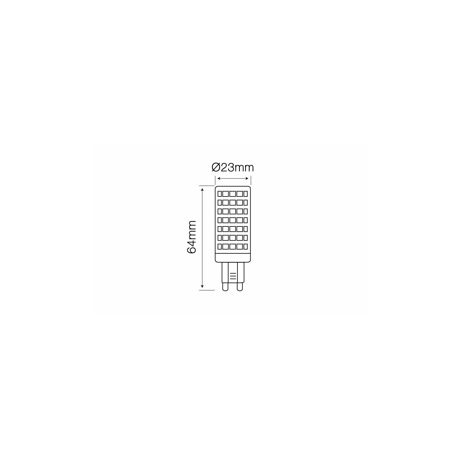 Schwarz-Weiß-Diagramm einer Glühbirne mit Abmessungen.