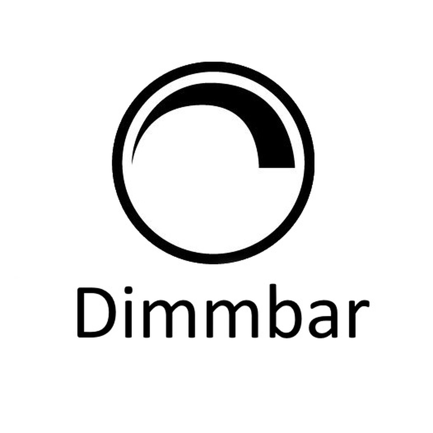 Weißer Hintergrund mit schwarzem Drehregler-Symbol und dem Wort 'Dimmbar' darunter.