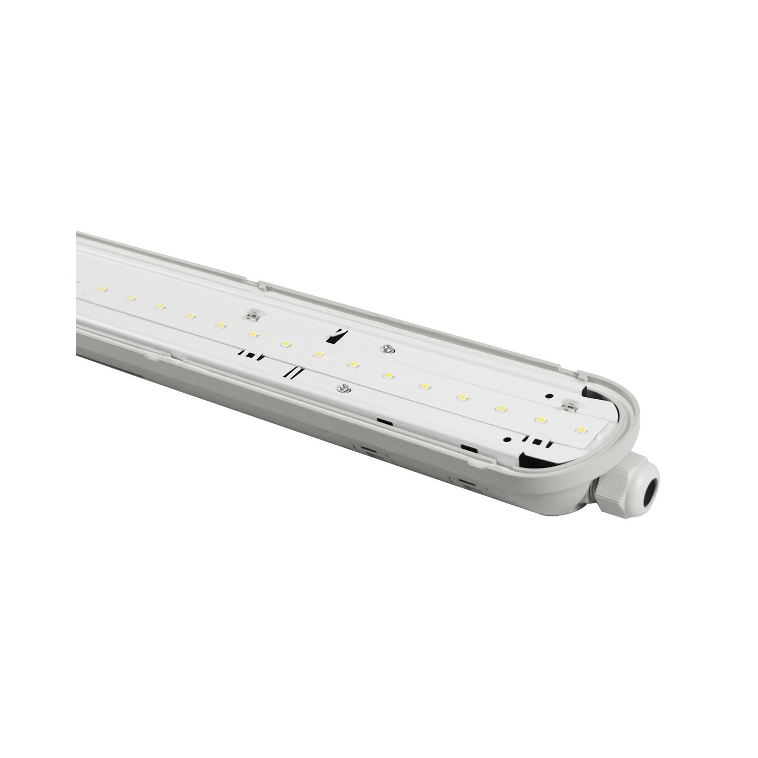 LED-Leuchte, weiß, mit sichtbaren LEDs, Perspektive.