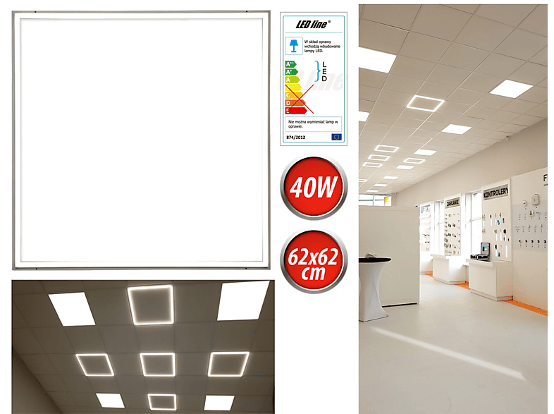 LED LINE LED Panel 40W 59,5 x 59,5 cm Rahmen 3400lm inkl. Trafo LED Panel Warmweiß