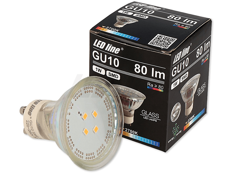 LINE 120° Lumen LED 1W SMD Warmweiß GU10 3x Leuchtmittel LED 80