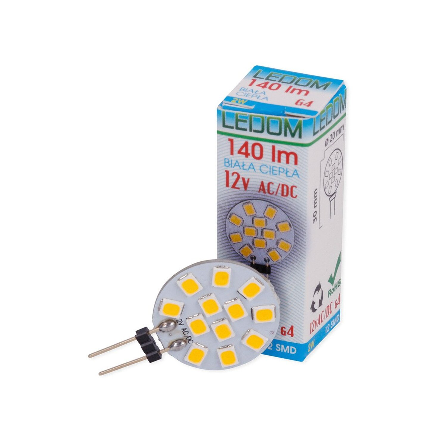 LED-Glühbirne und -Box. Weißer Hintergrund.
