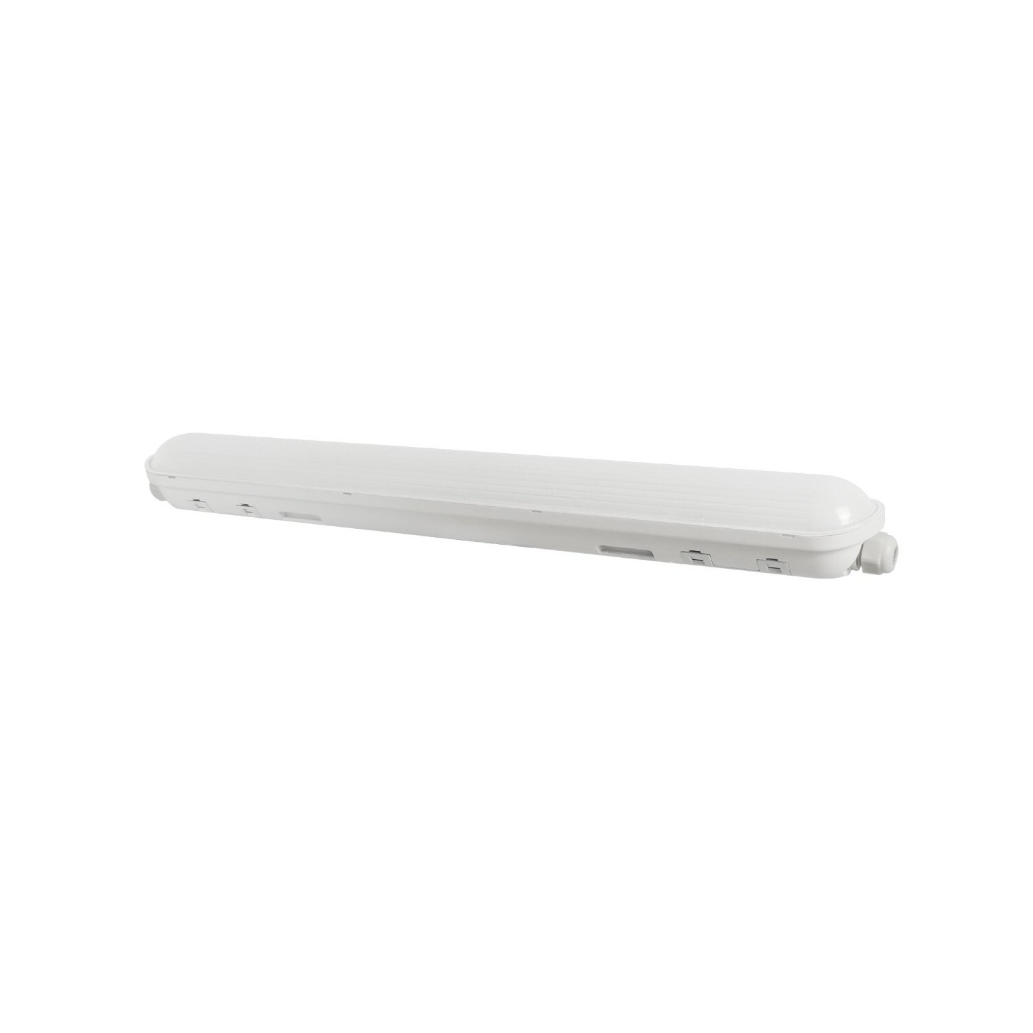 Eine weiße, lange, röhrenförmige Leuchte. Es ist eine wasserdichte LED-Leuchte.
