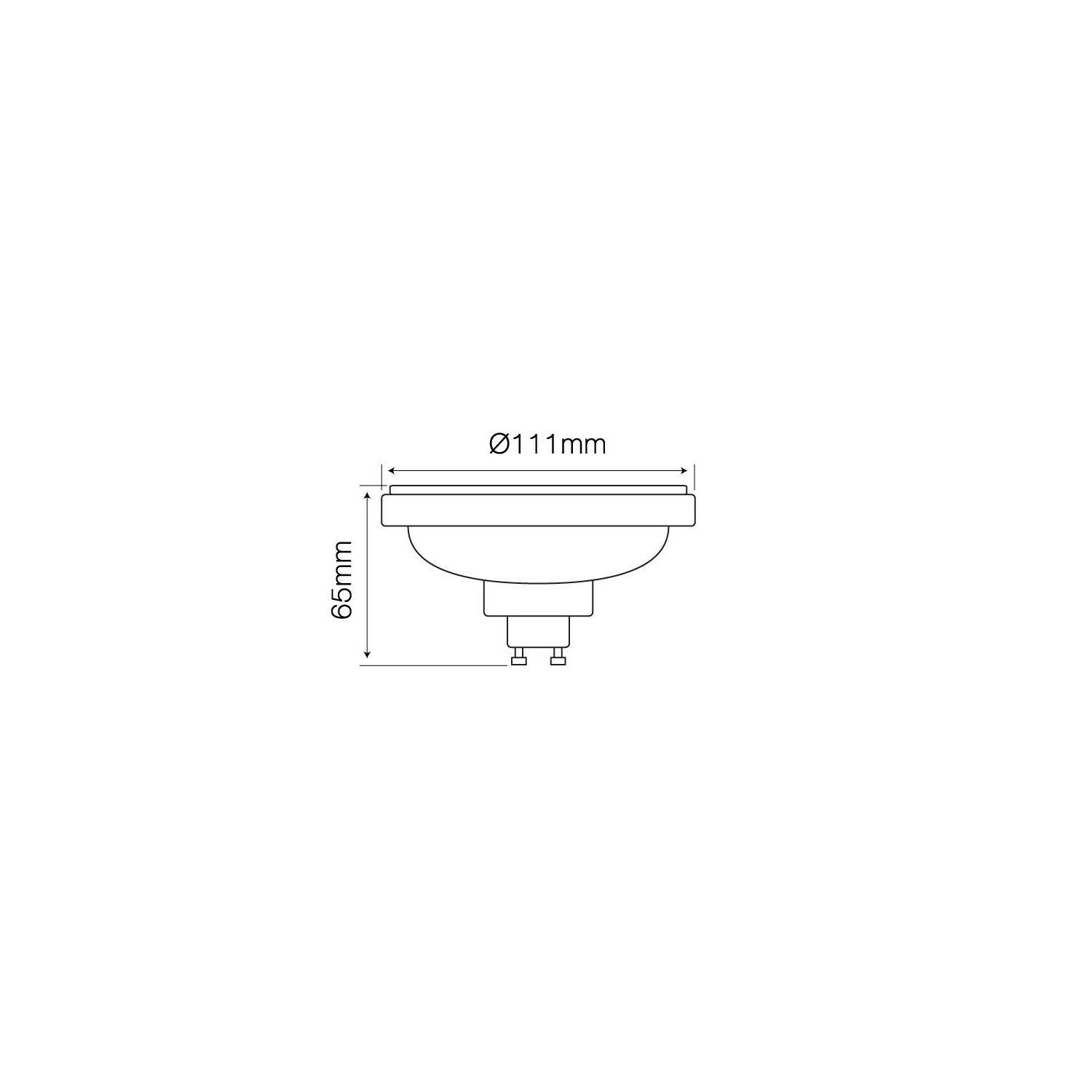 Diagramm einer Leuchte mit Abmessungen: Ø111mm, 65mm.